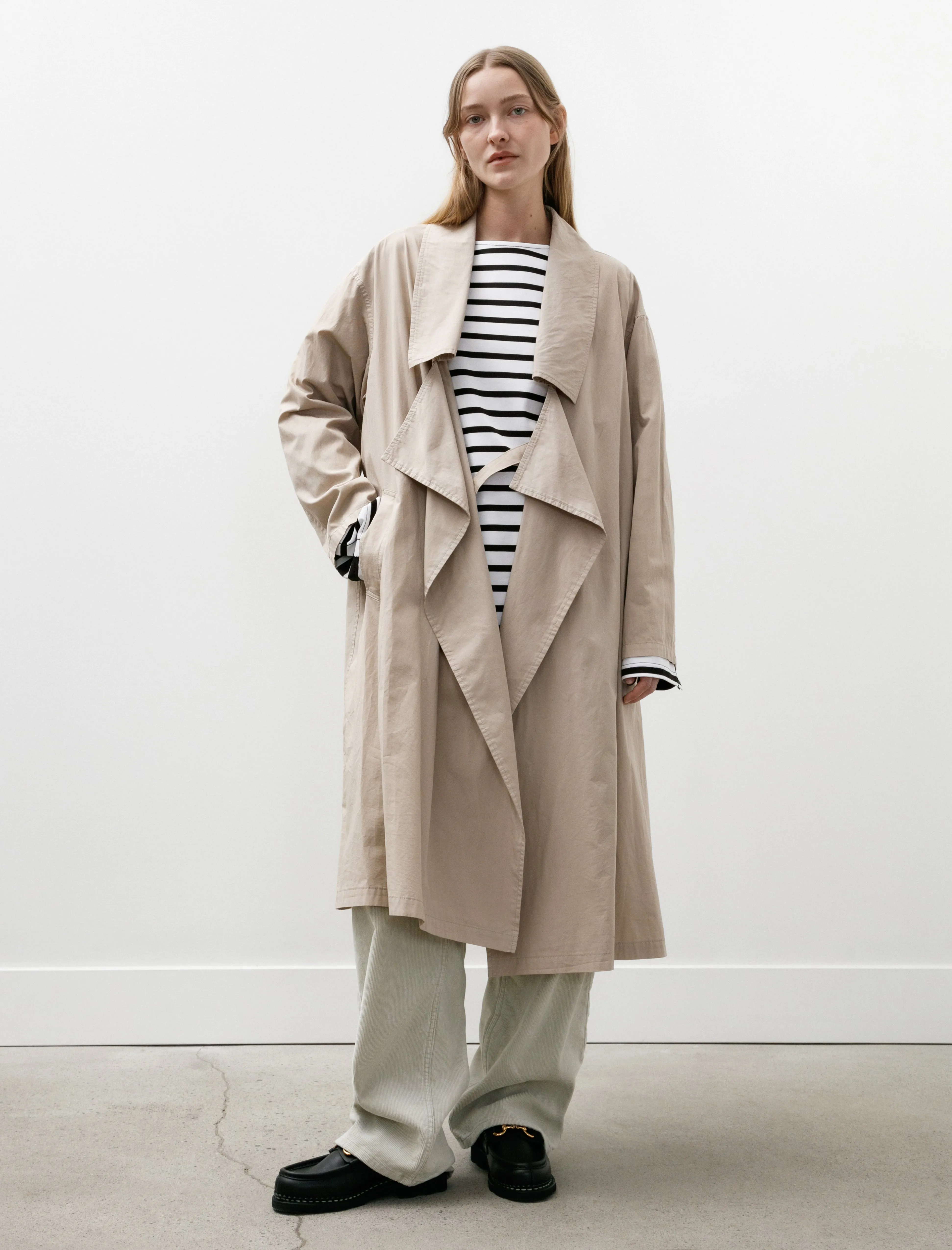 Draped Collar Trenchcoat Beige sold by SHOP NEIGHBOR
