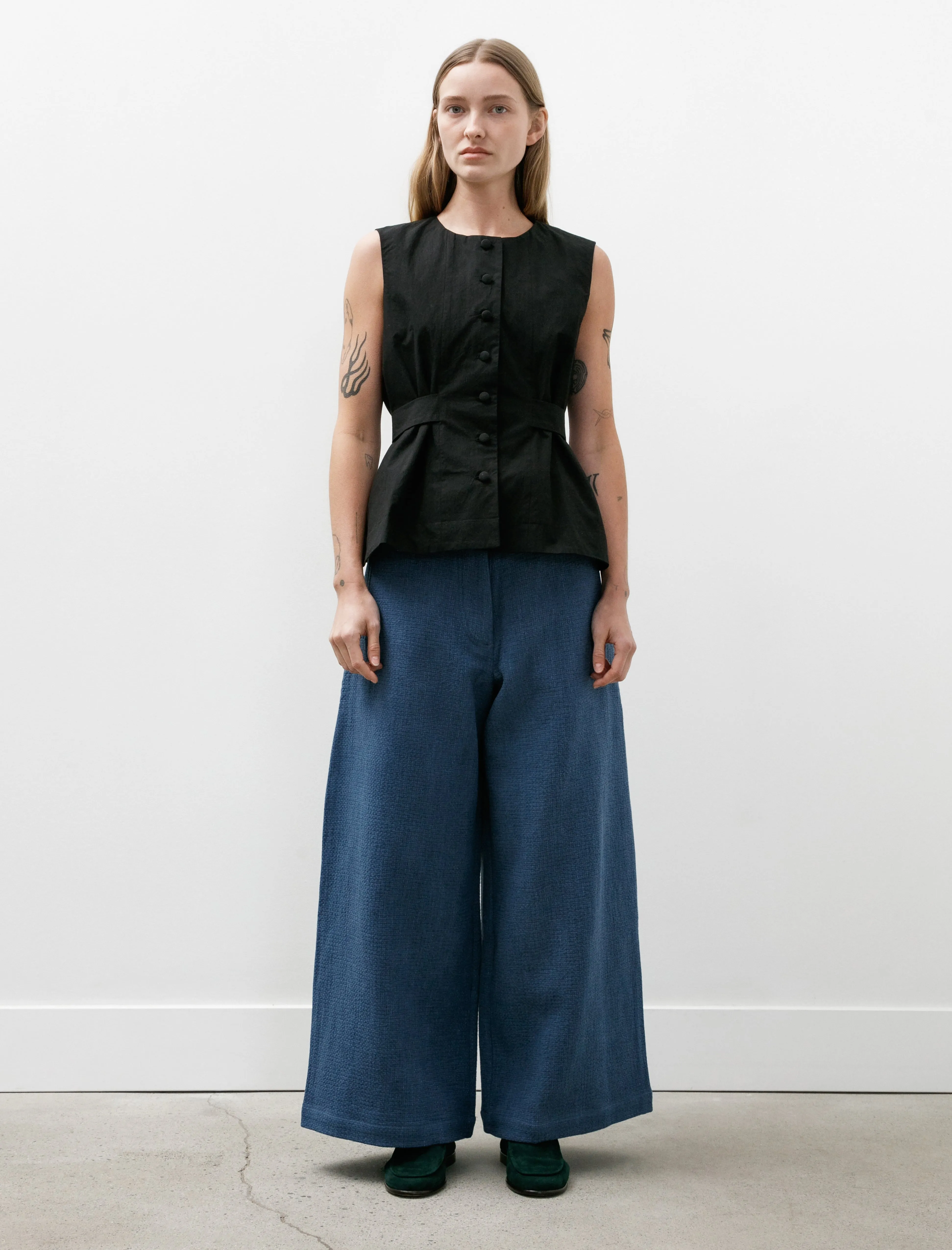 Grace Trousers Japanese Washed Sashiko Light Blue sold by SHOP NEIGHBOR