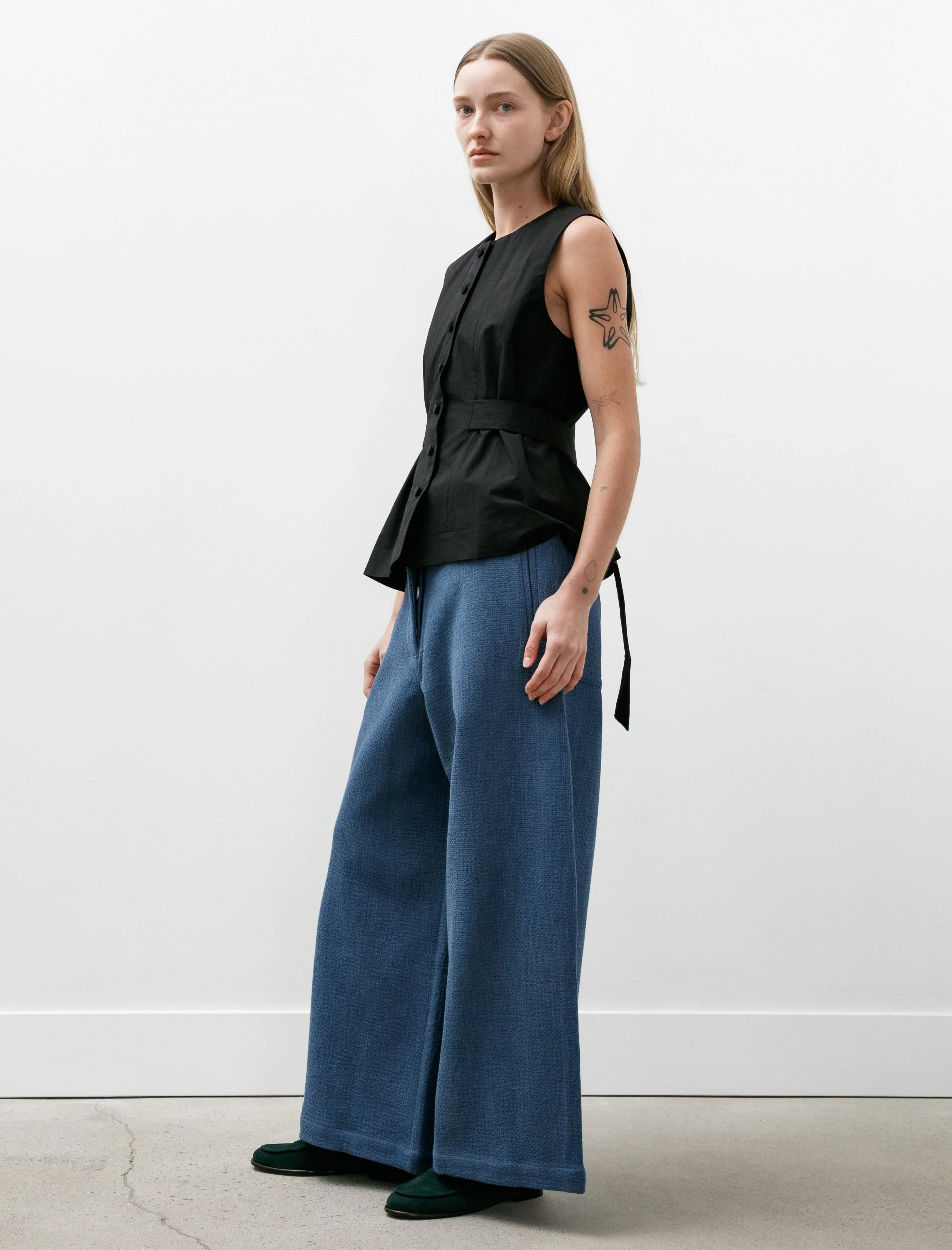 Grace Trousers Japanese Washed Sashiko Light Blue sold by SHOP NEIGHBOR product image thumbnail 2