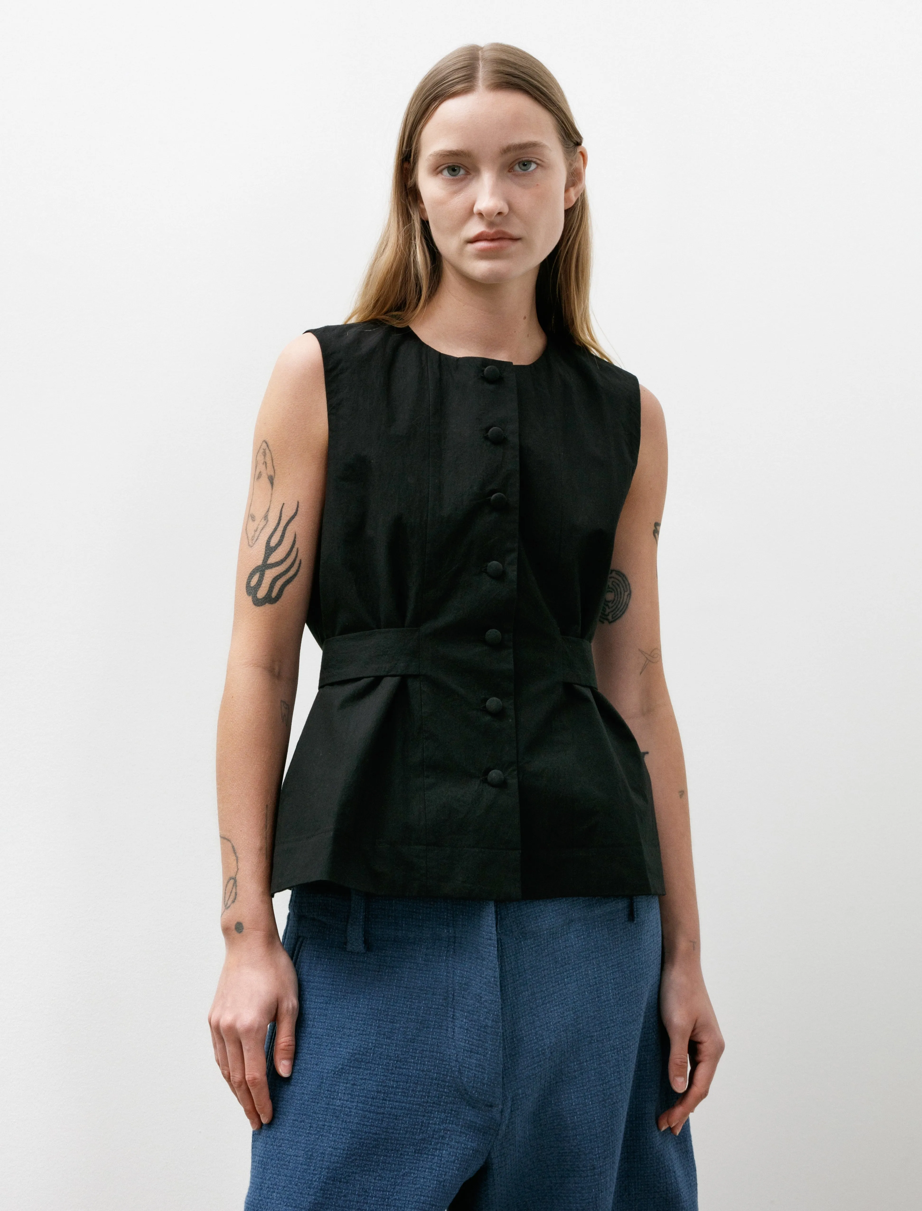 Flo Waistcoat Japanese Cotton Black sold by SHOP NEIGHBOR