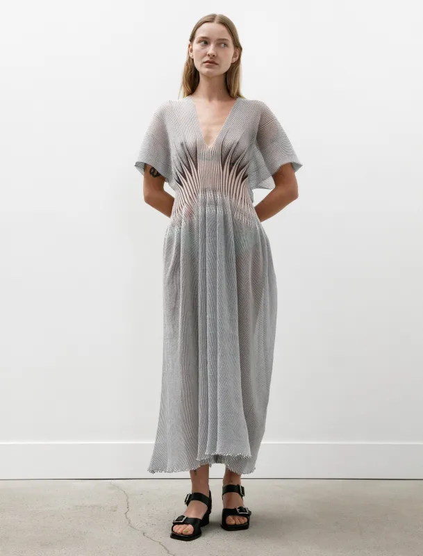 Hypha Lucent Crease Dress White/Navy made by CFCL Womens