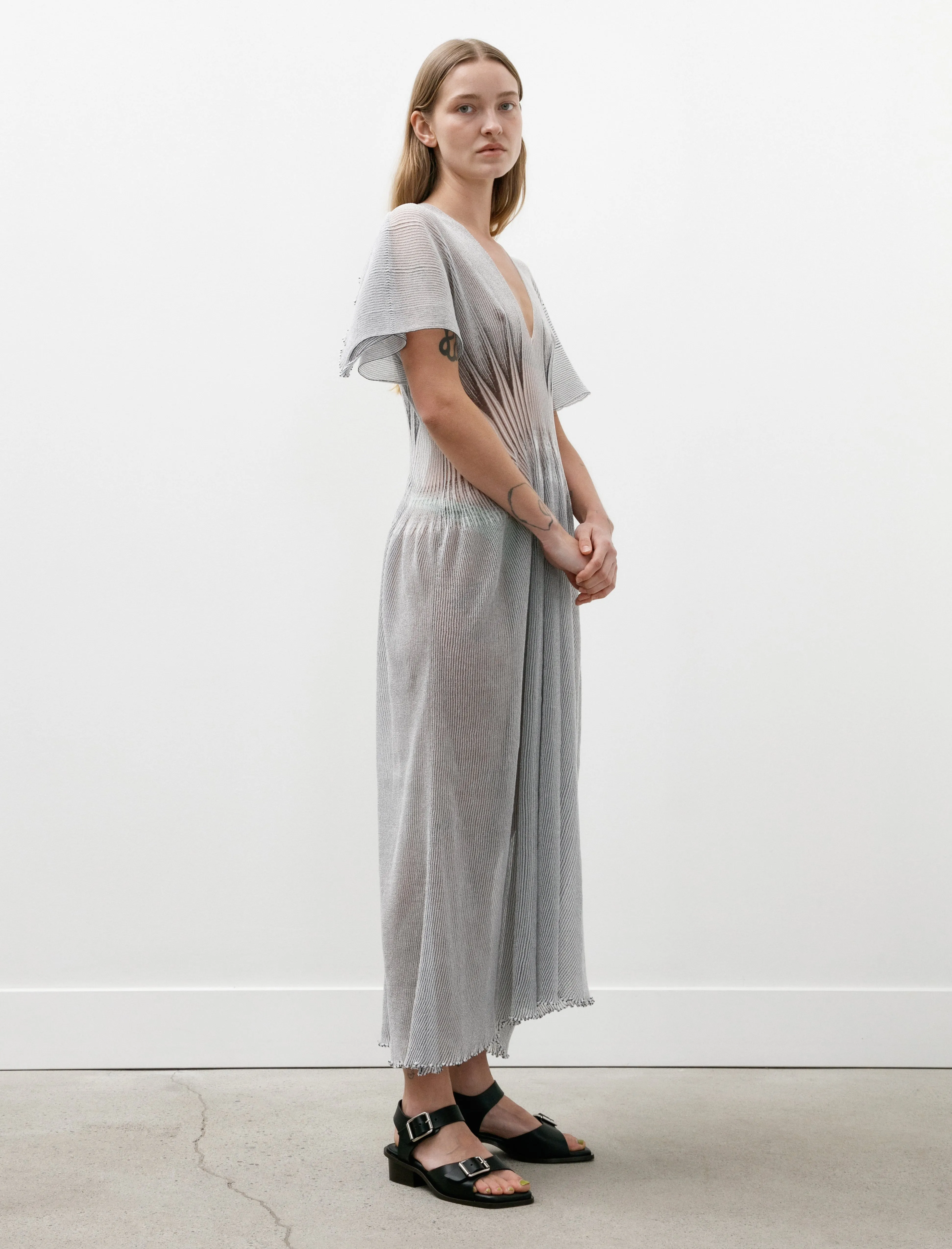 Hypha Lucent Crease Dress White/Navy sold by SHOP NEIGHBOR product image thumbnail 3