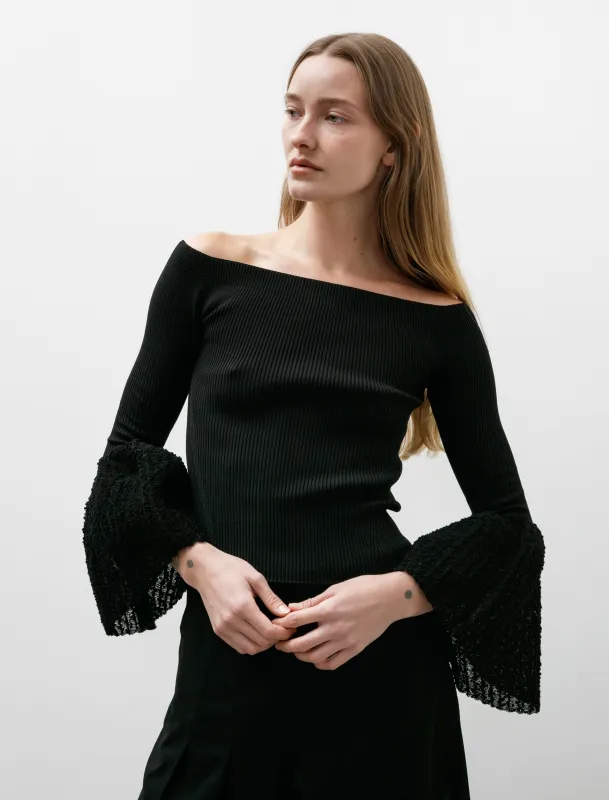 Pottery HS Ornament Off Shoulder LS Bell Top Black sold by SHOP NEIGHBOR