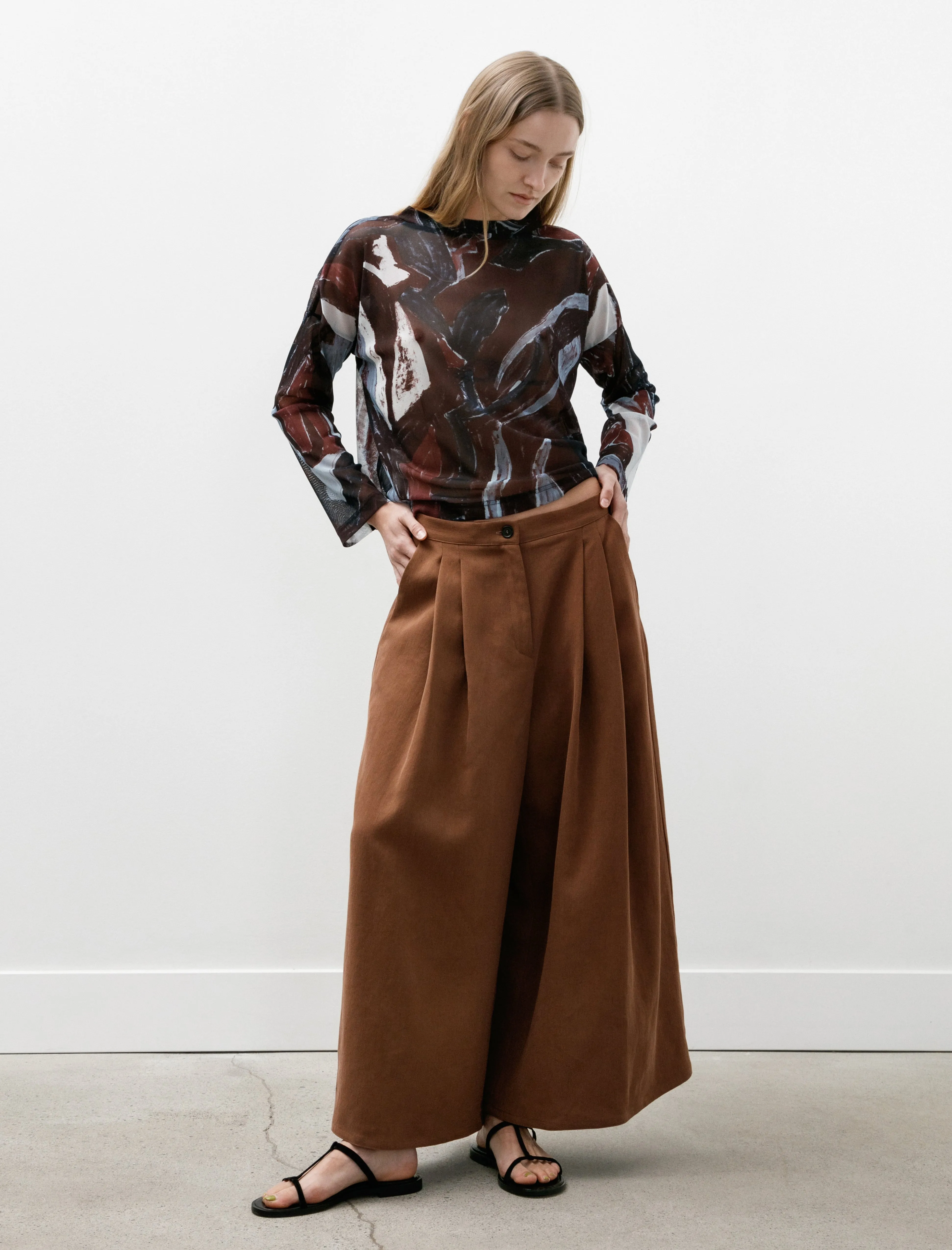 Samurai Twisted Pants Satin Linen Terracotta sold by SHOP NEIGHBOR