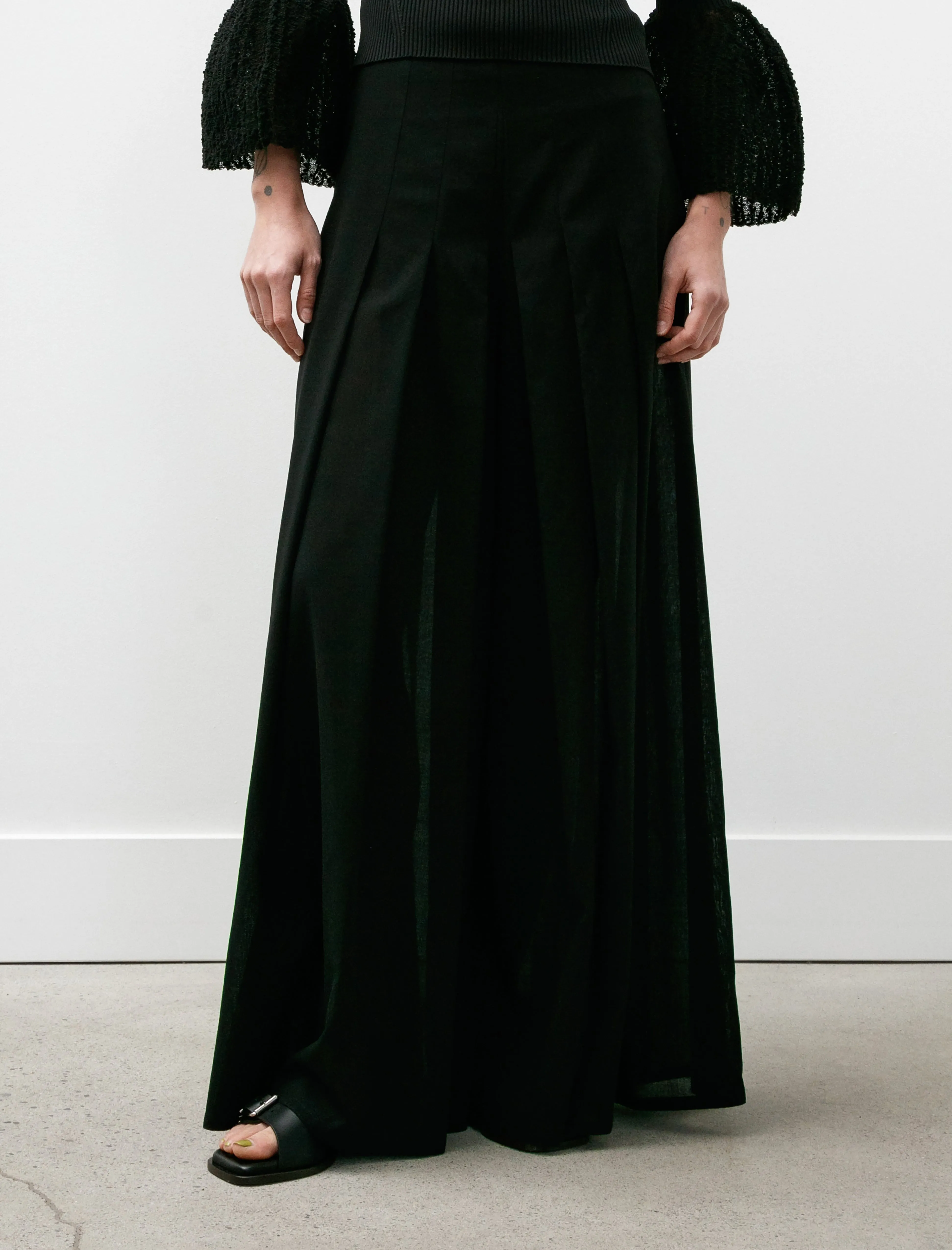 Pleated Wide Leg Pants Virgin Wool Voile Black sold by SHOP NEIGHBOR product image thumbnail 2