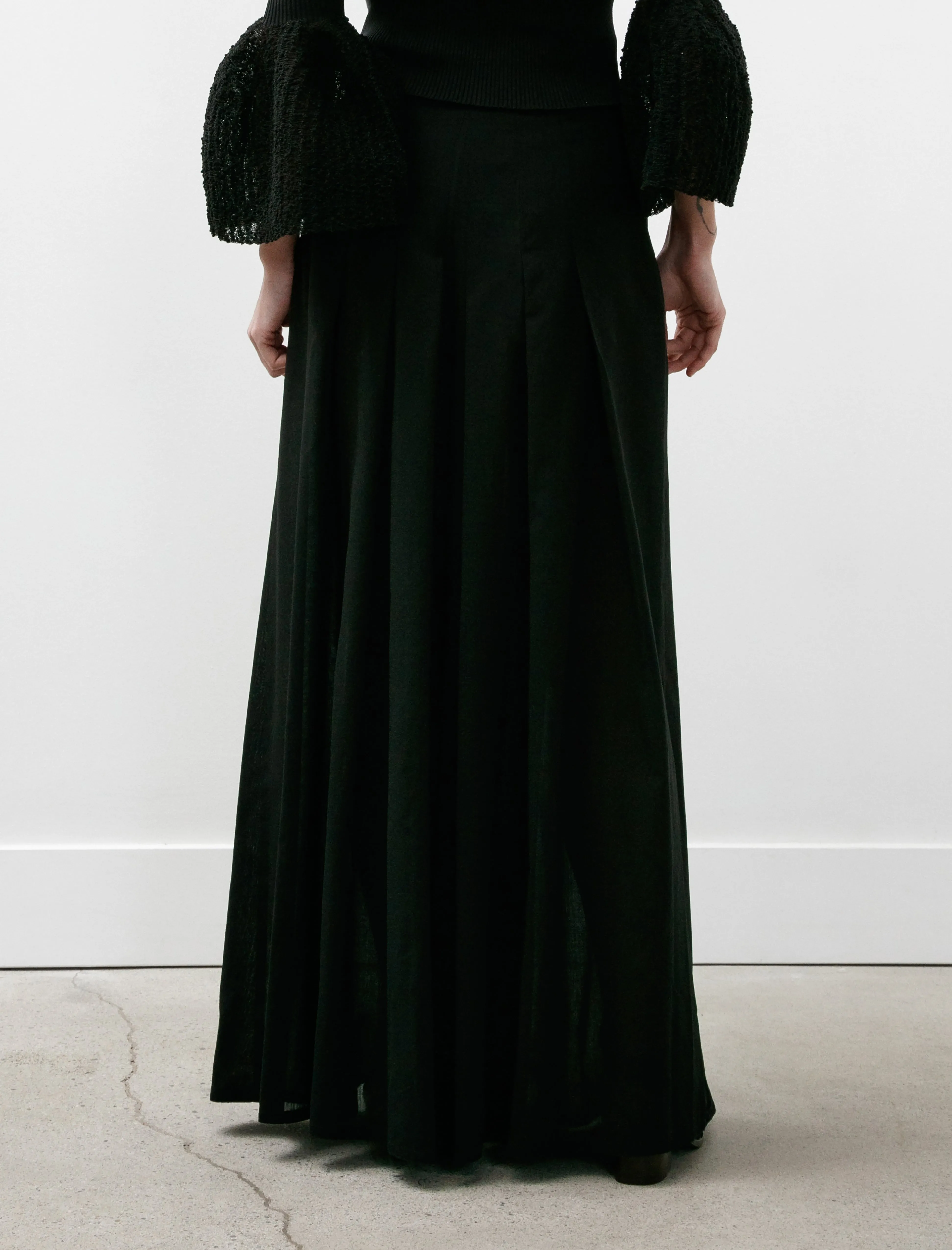 Pleated Wide Leg Pants Virgin Wool Voile Black sold by SHOP NEIGHBOR product image thumbnail 5
