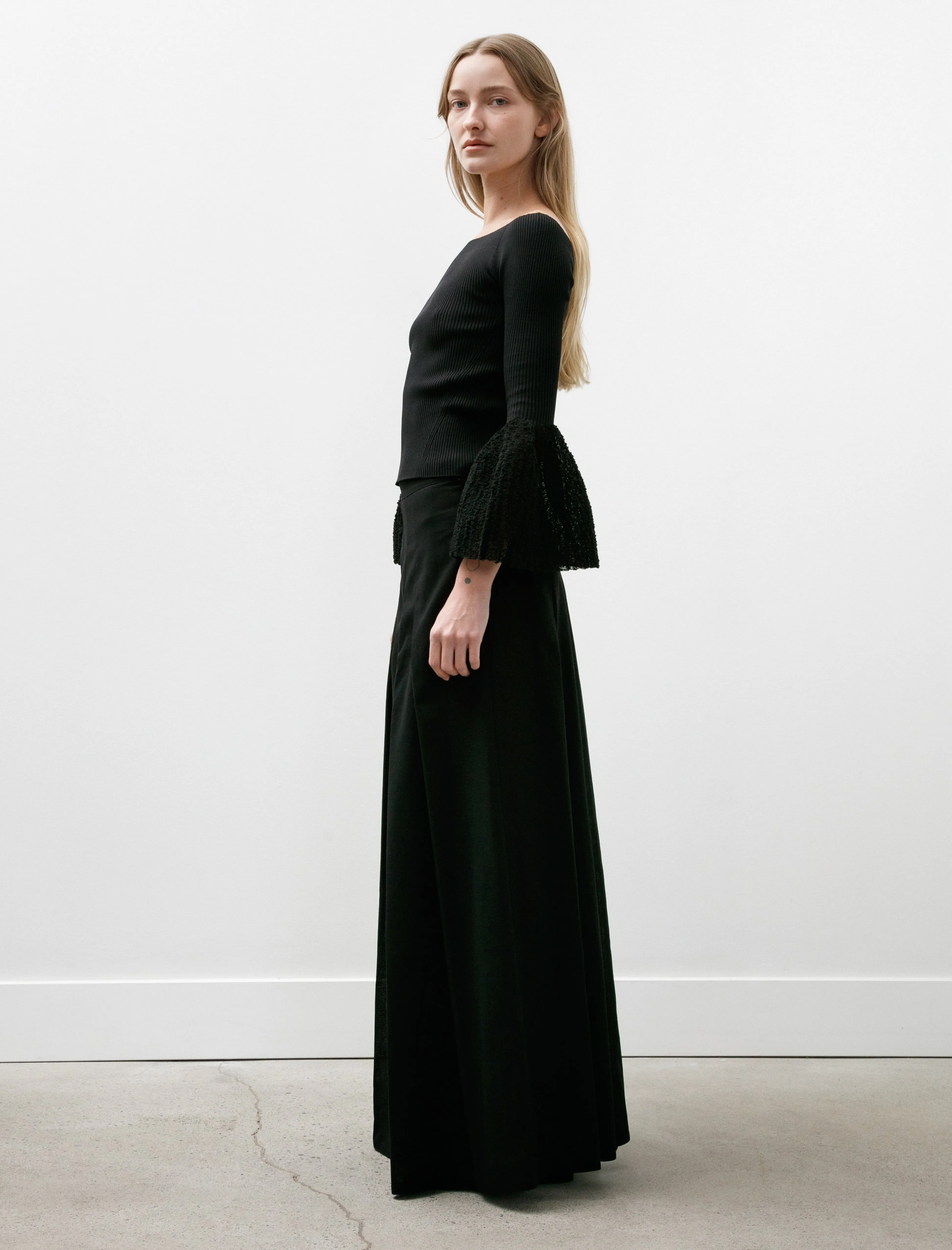 Pleated Wide Leg Pants Virgin Wool Voile Black sold by SHOP NEIGHBOR product image thumbnail 4