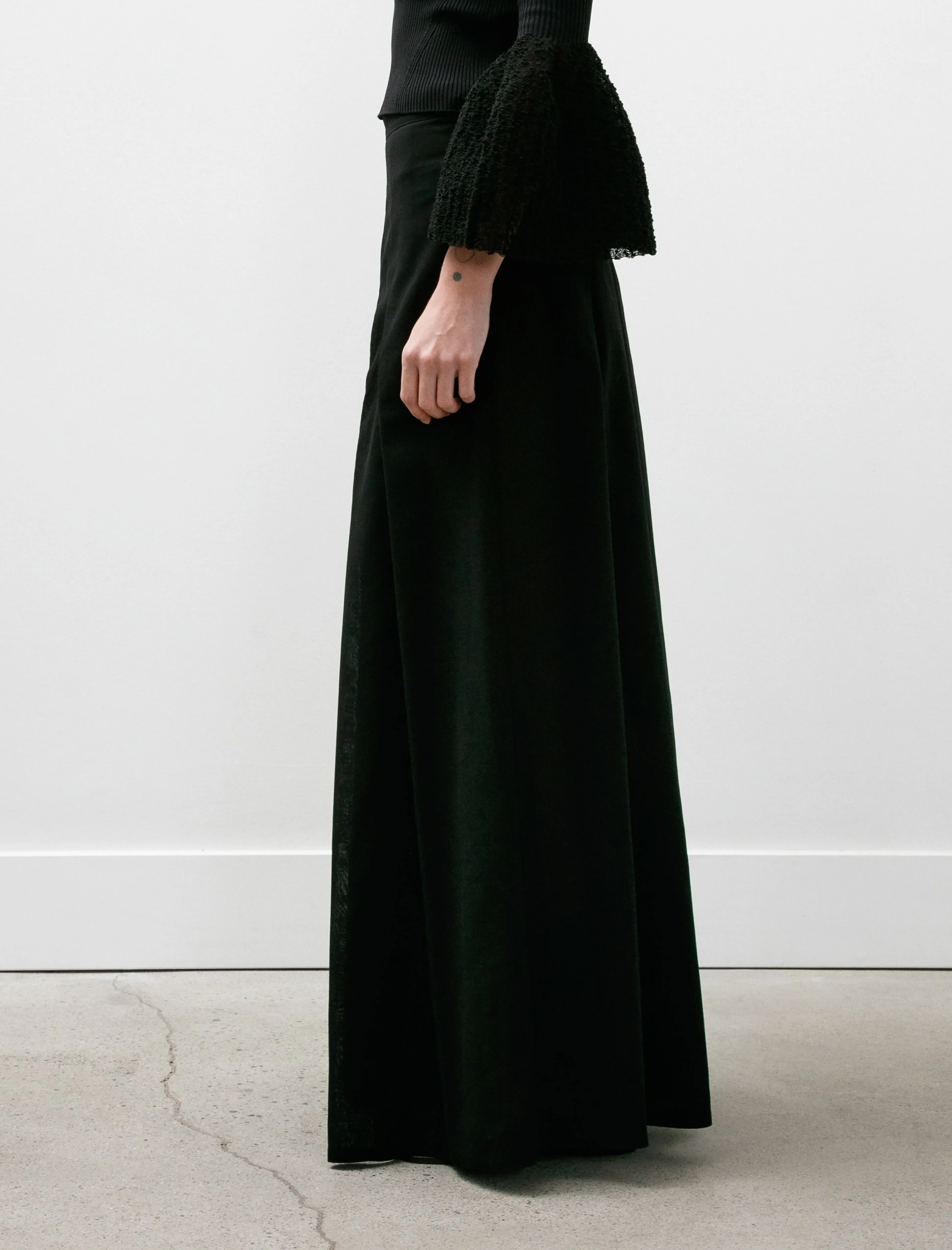 Pleated Wide Leg Pants Virgin Wool Voile Black sold by SHOP NEIGHBOR product image thumbnail 3
