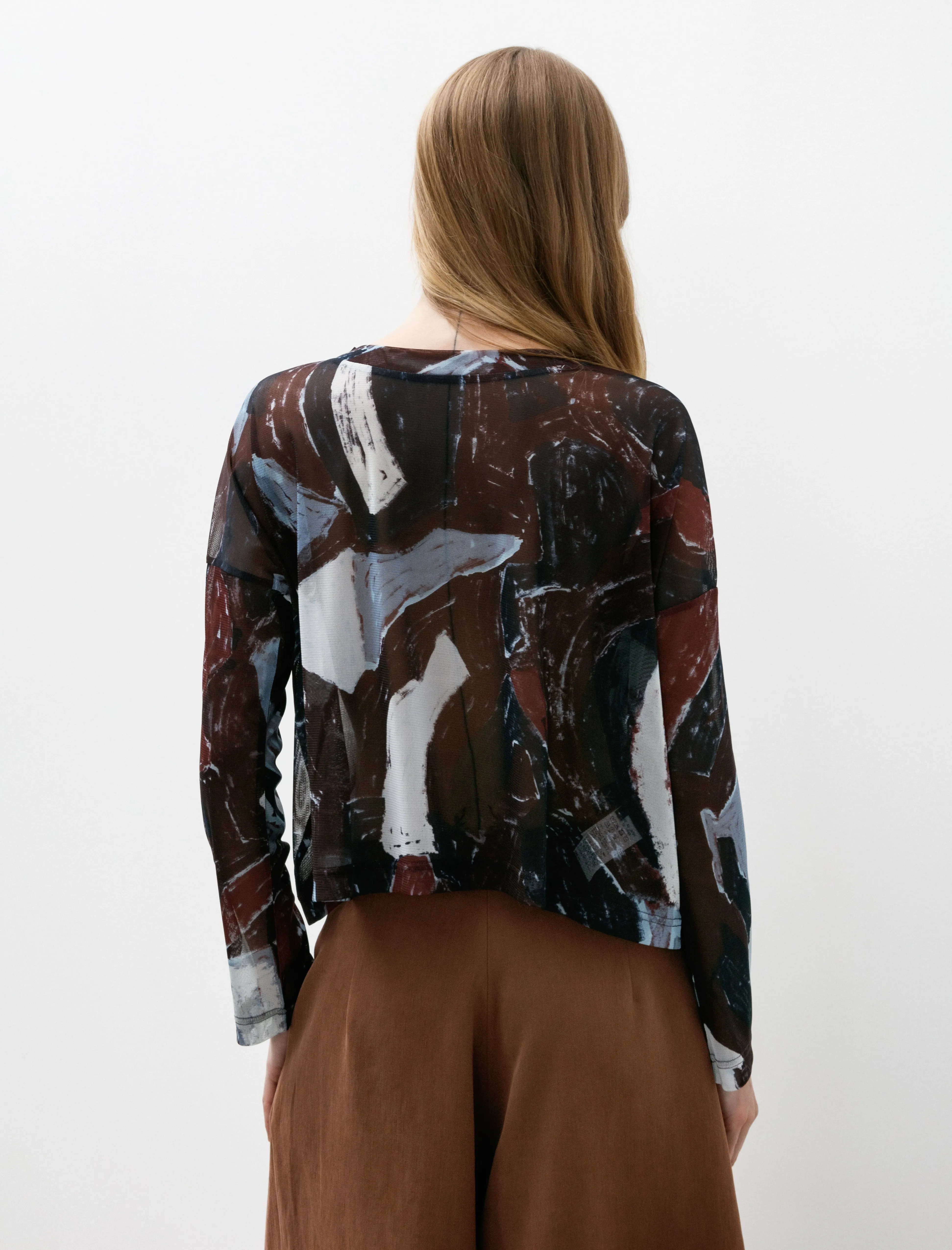Cropped Mesh Longsleeve Bordeaux sold by SHOP NEIGHBOR product image thumbnail 4