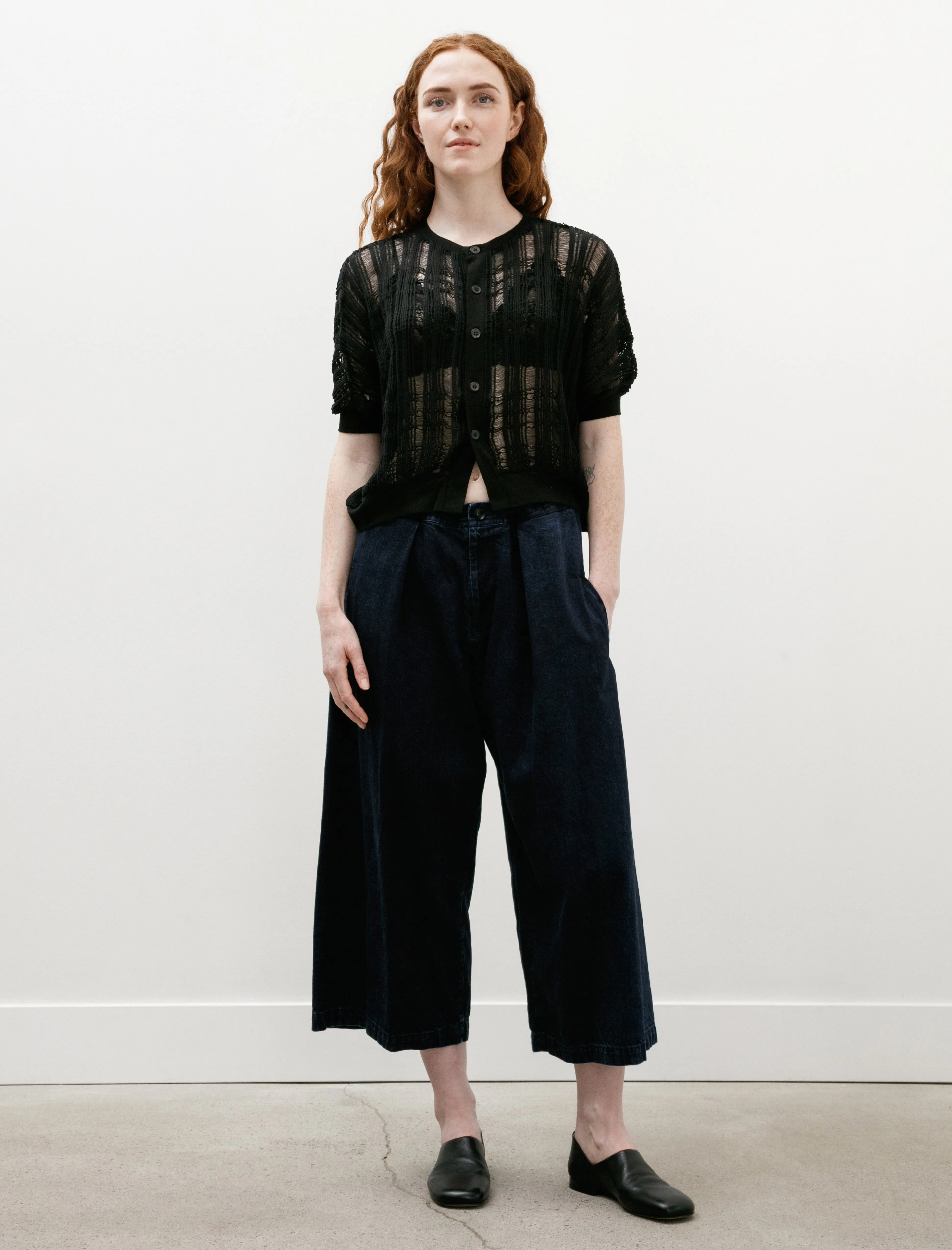 Front Tucked Wide Denim Pants Indigo sold by SHOP NEIGHBOR