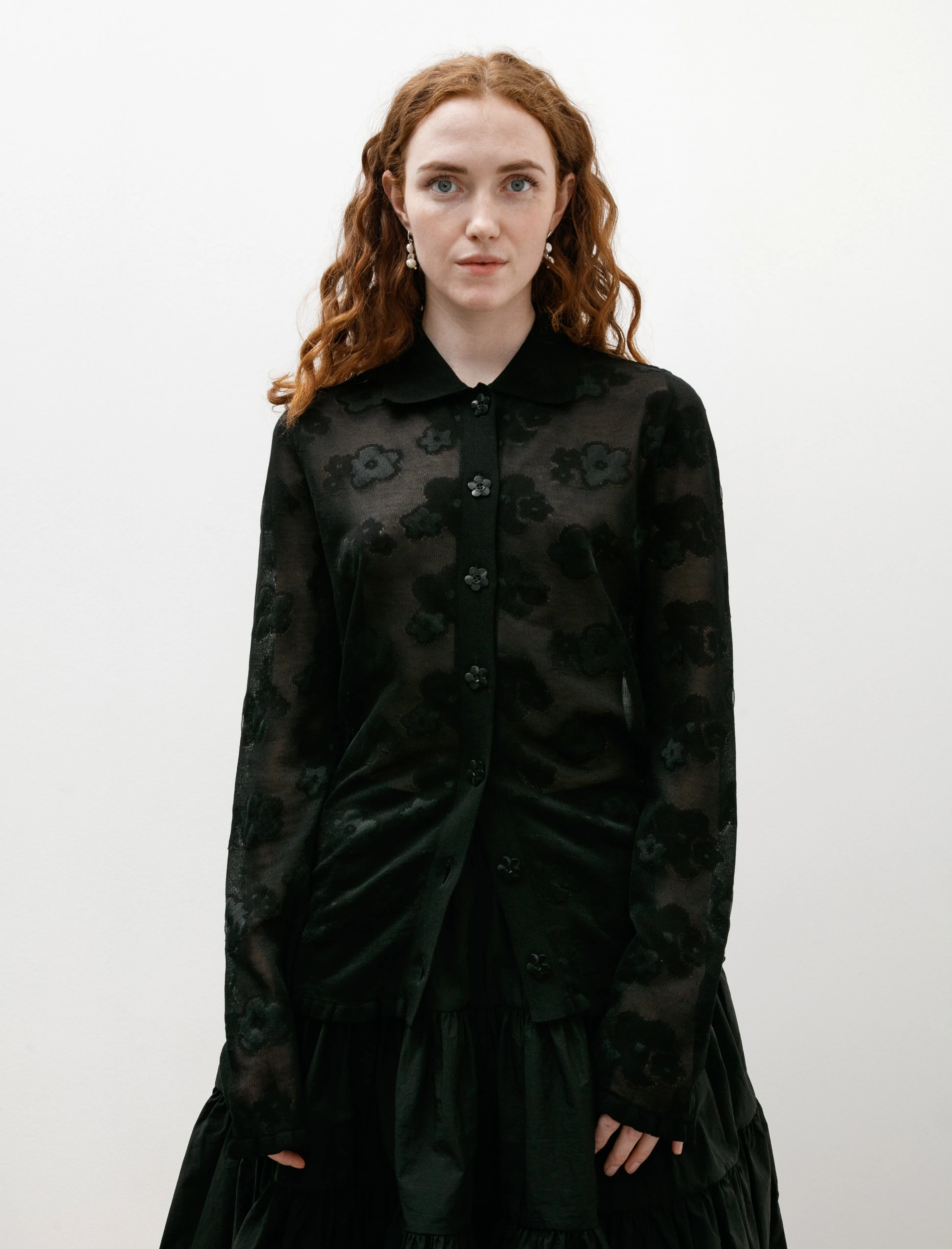 Petra Cardigan Jacquard Knit Black sold by SHOP NEIGHBOR