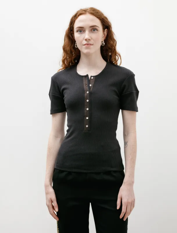 Fitted Henley Knit Cotton Linen Rib Jet Black sold by SHOP NEIGHBOR