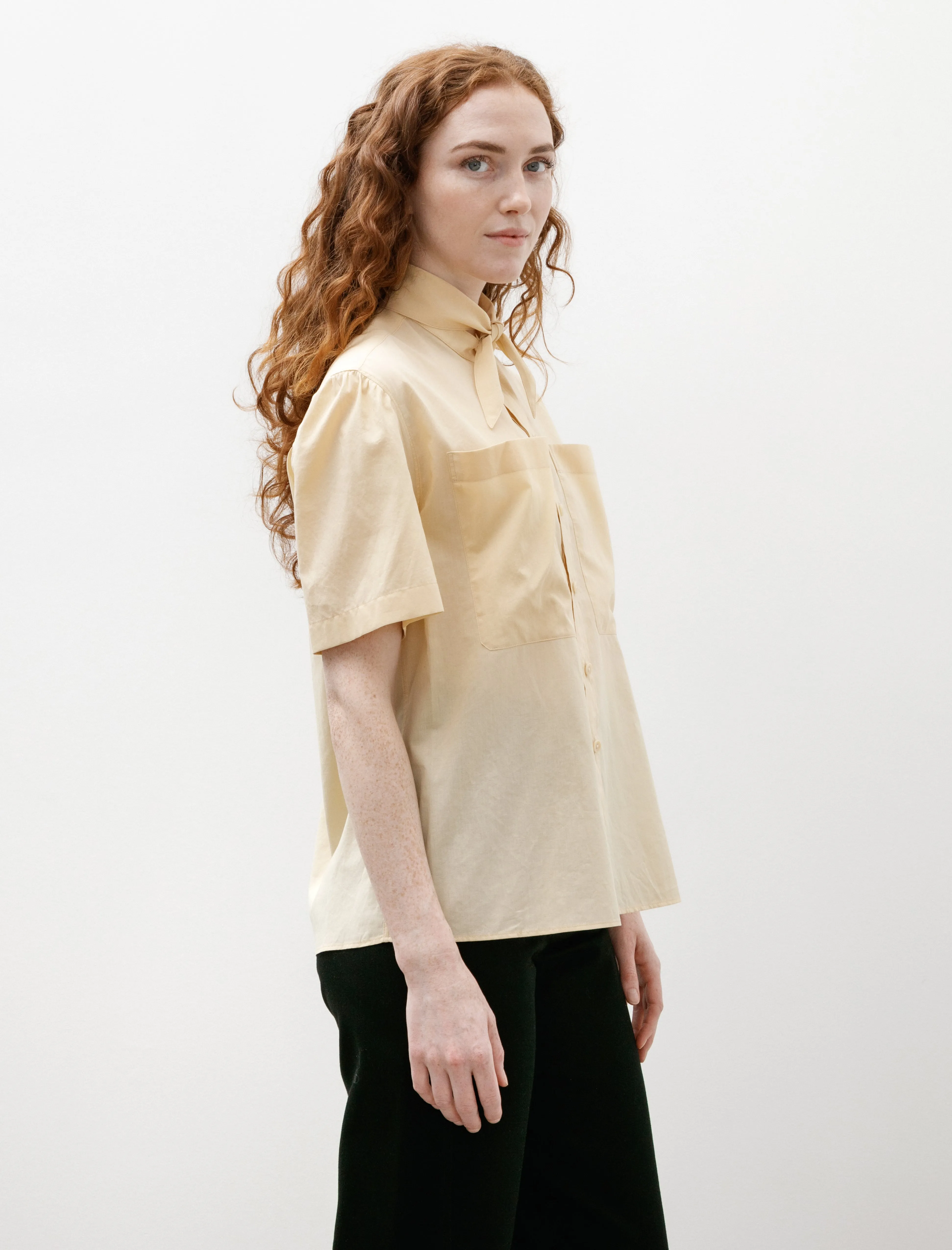 Short Sleeve Shirt w/ Foulard Washed Muslin Ice Apricot sold by SHOP NEIGHBOR product image thumbnail 2
