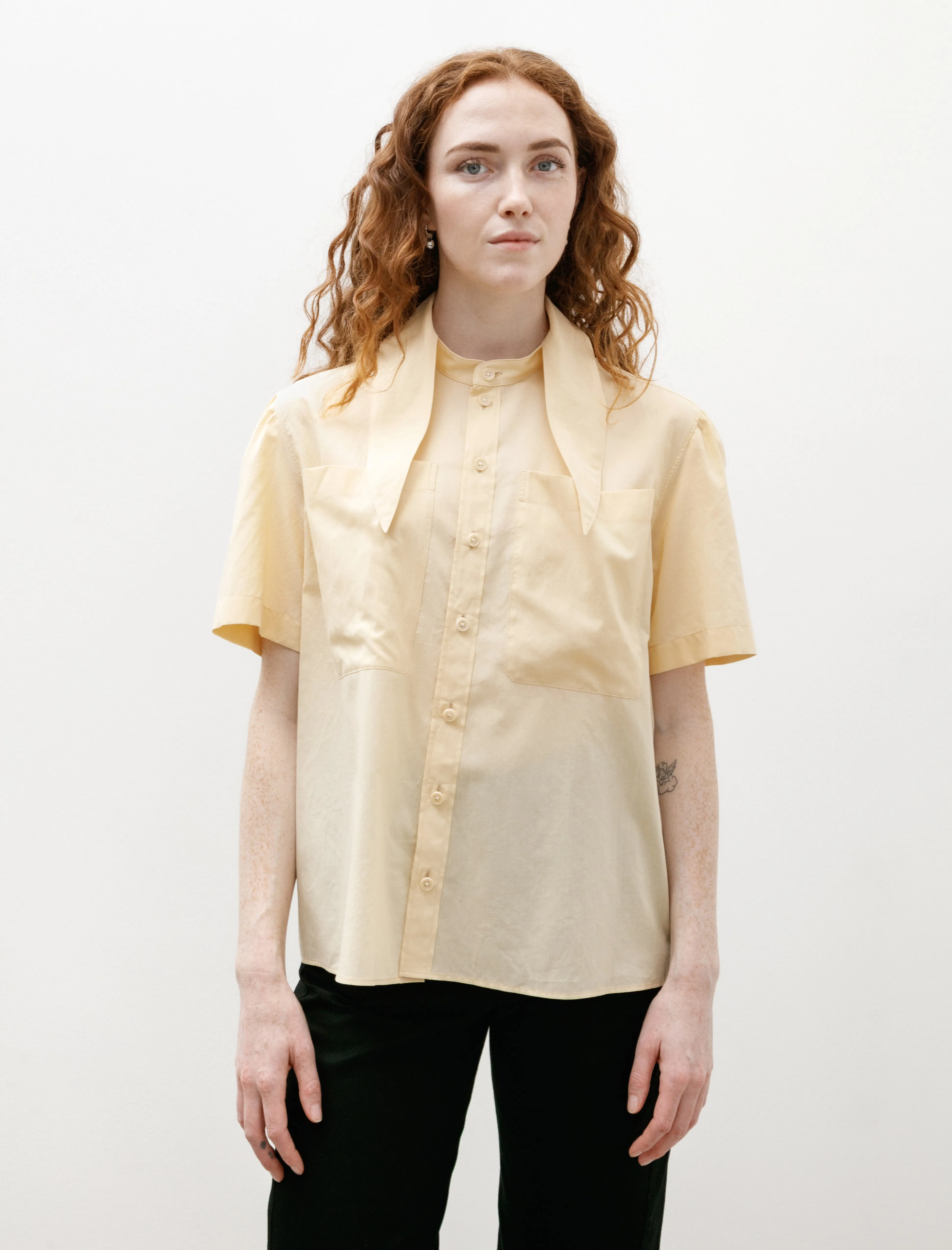 Short Sleeve Shirt w/ Foulard Washed Muslin Ice Apricot sold by SHOP NEIGHBOR product image thumbnail 5