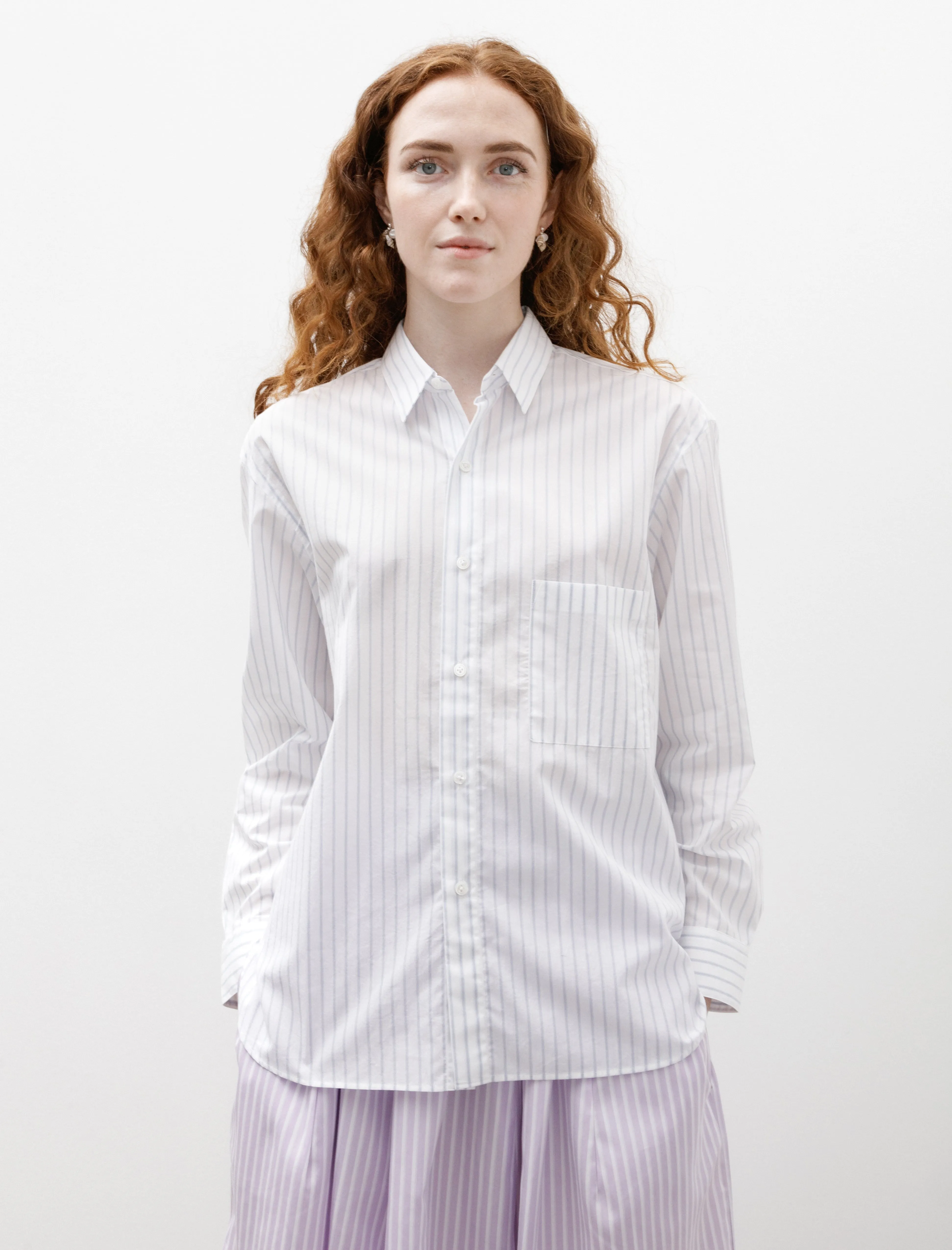Handmade Classic Collar Shirt White with Blue Stripes sold by SHOP NEIGHBOR
