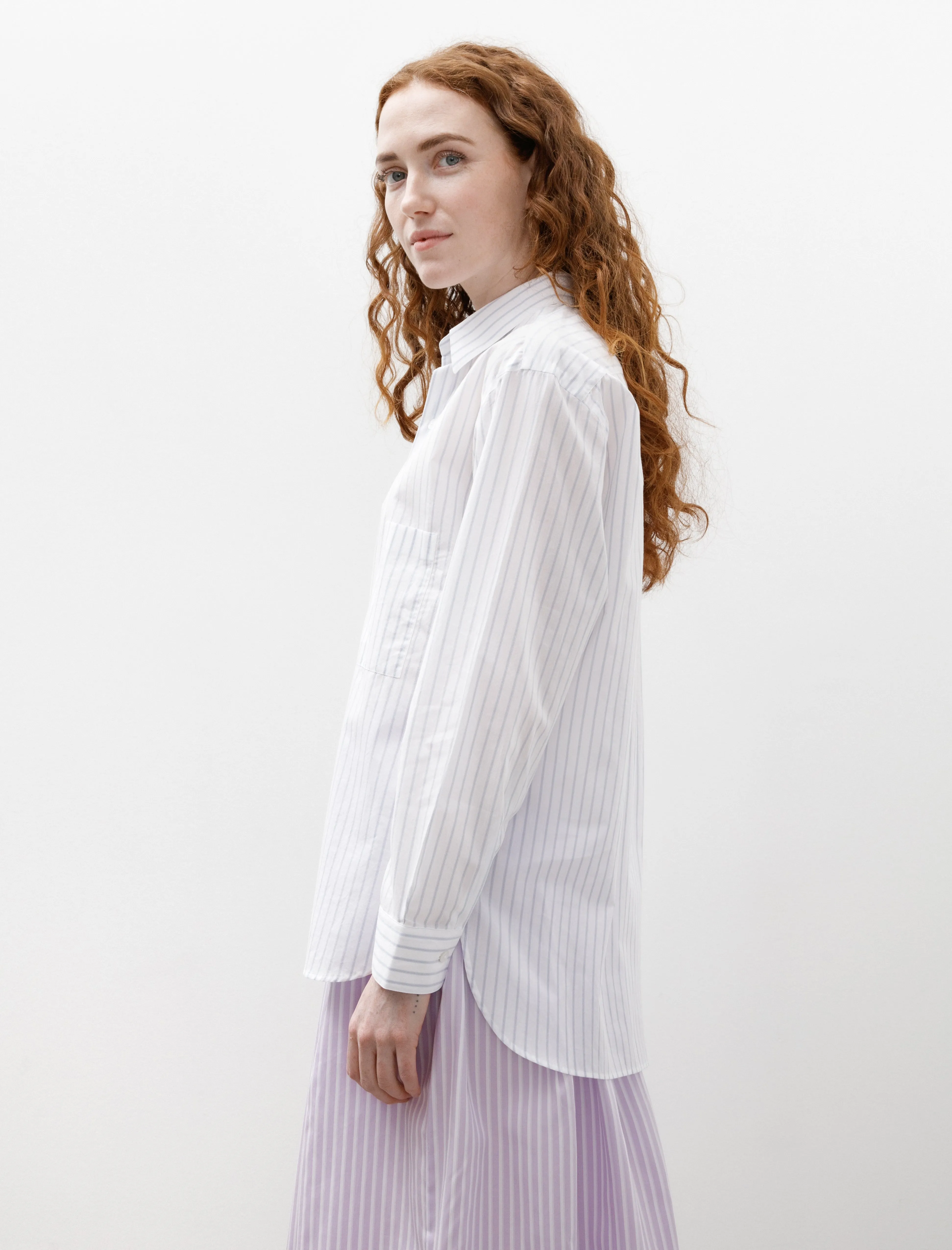 Handmade Classic Collar Shirt White with Blue Stripes sold by SHOP NEIGHBOR product image thumbnail 2
