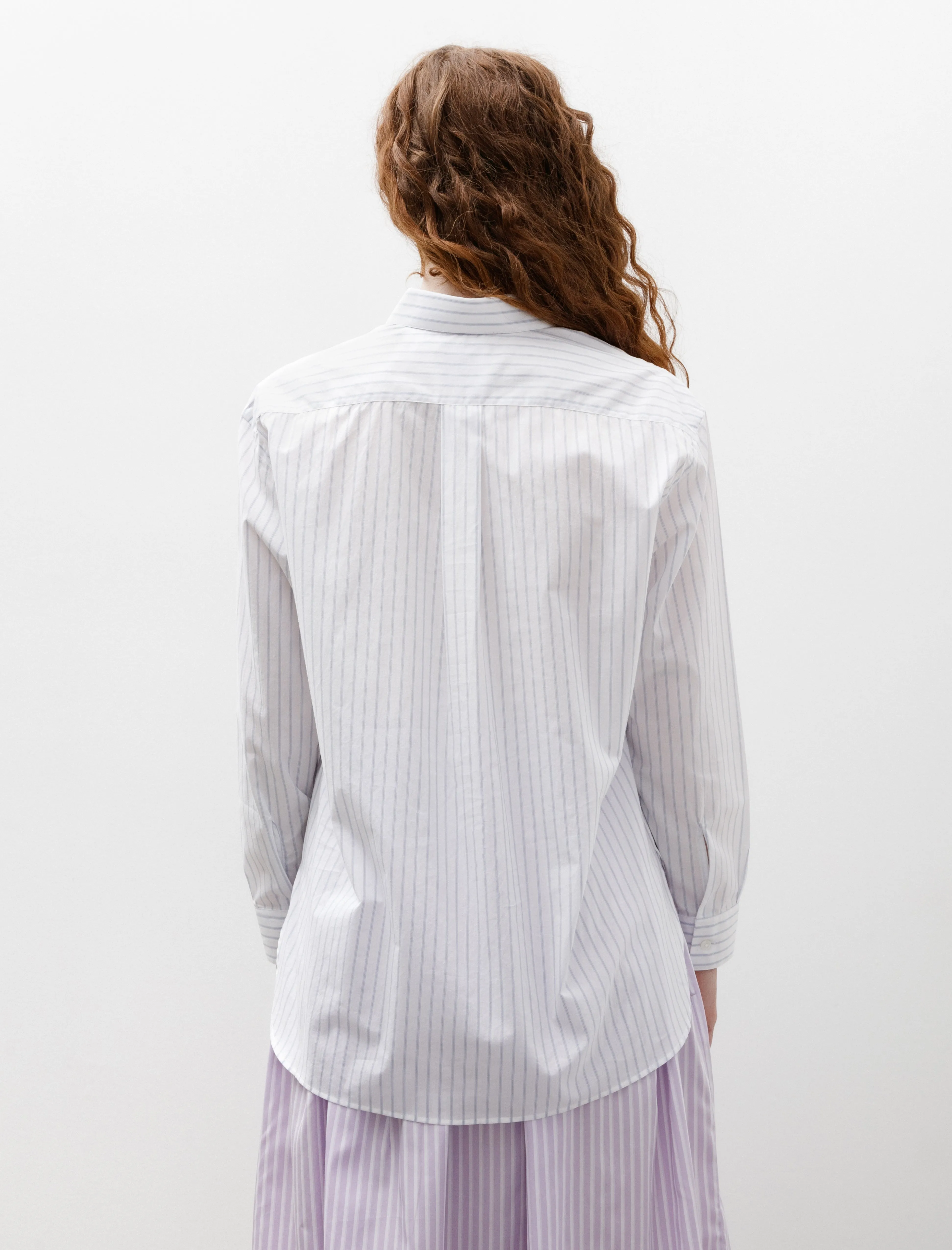 Handmade Classic Collar Shirt White with Blue Stripes sold by SHOP NEIGHBOR product image thumbnail 5