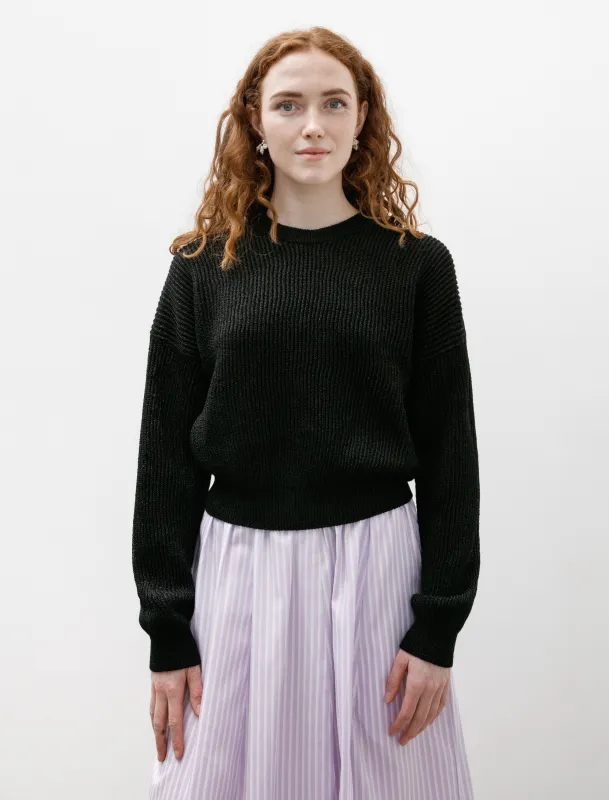 Washi Paper Drop Shoulder Cropped Knit Black made by SHOP NEIGHBOR