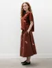 Koboushi Shibori Smile Cotton Gingham Flare Skirt Bordeaux/Red sold by SHOP NEIGHBOR