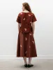 Koboushi Shibori Smile Cotton Gingham Flare Skirt Bordeaux/Red sold by SHOP NEIGHBOR