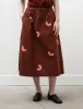 Koboushi Shibori Smile Cotton Gingham Flare Skirt Bordeaux/Red sold by SHOP NEIGHBOR