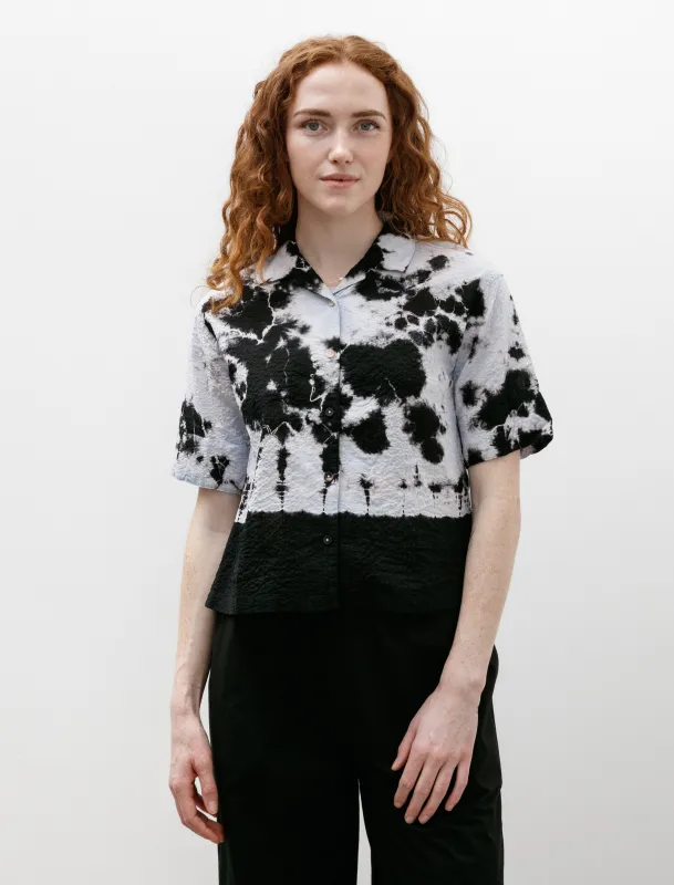 Madara Shibori Fragment Transparent Wrinkled Stripe Blouse Black/Mist Blue made by SHOP NEIGHBOR