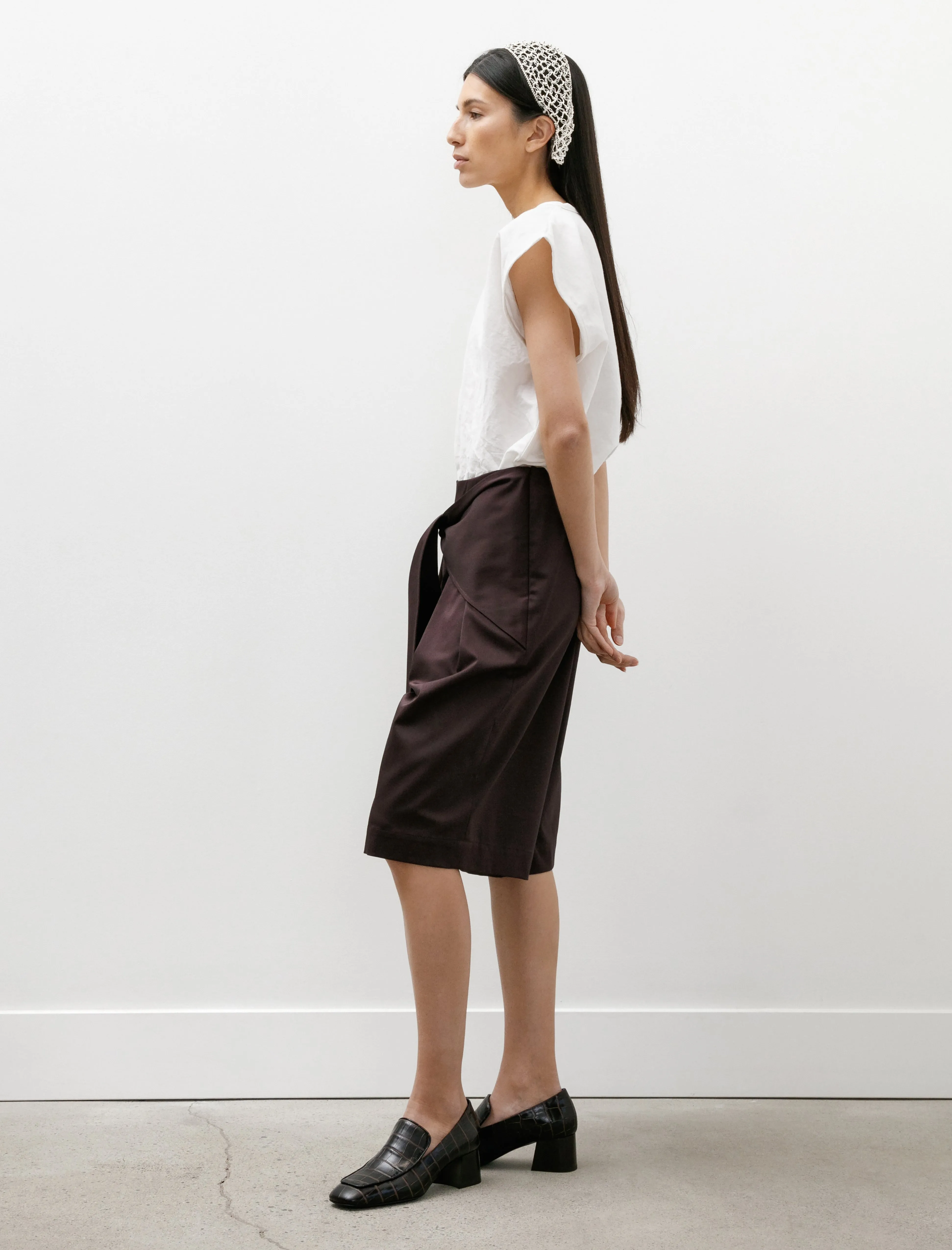 Double Pleated Shorts with Ties Brown sold by SHOP NEIGHBOR product image thumbnail 4