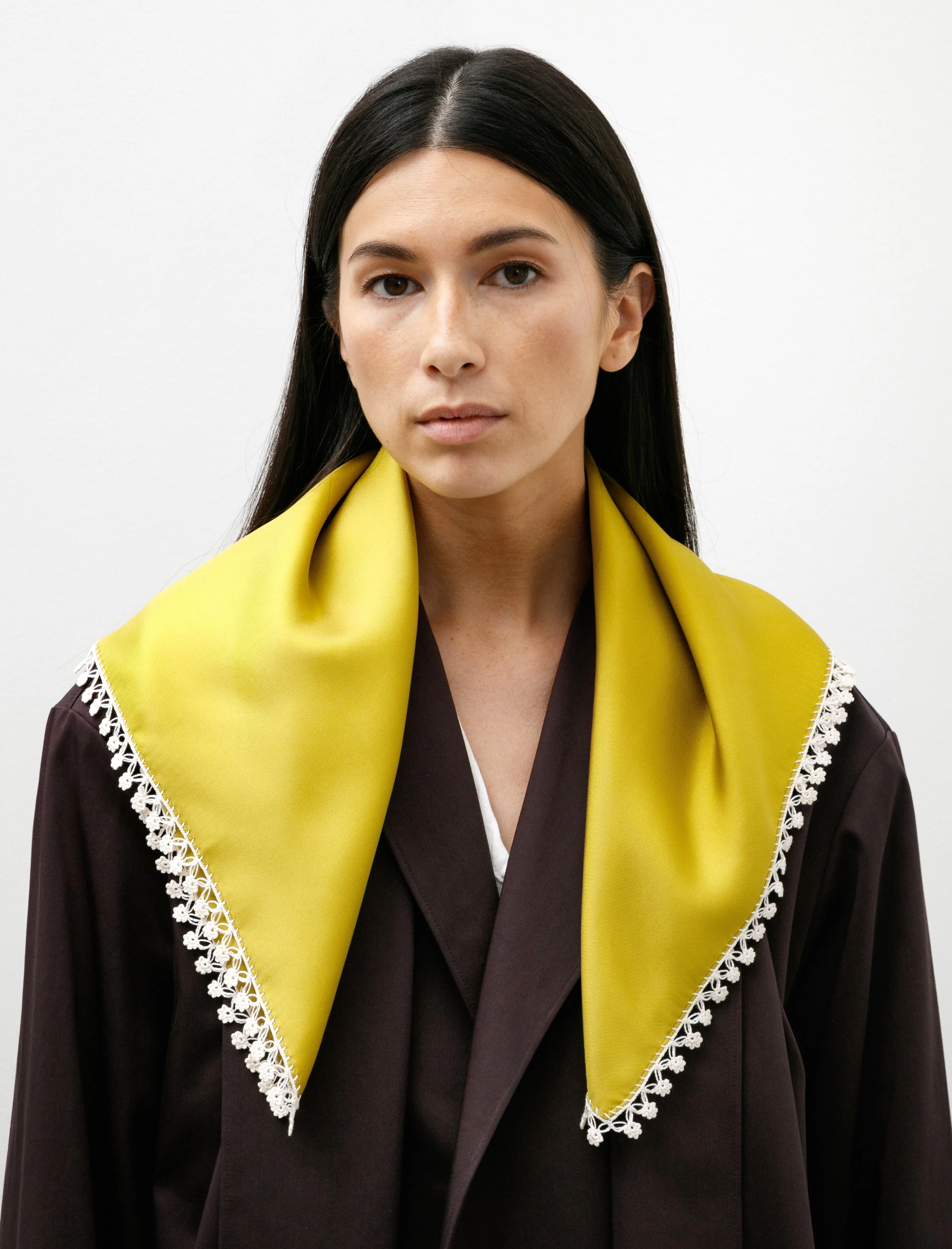 Silk Carré Scarf Oya Embroidery Pistachio/Beige sold by SHOP NEIGHBOR product image thumbnail 4