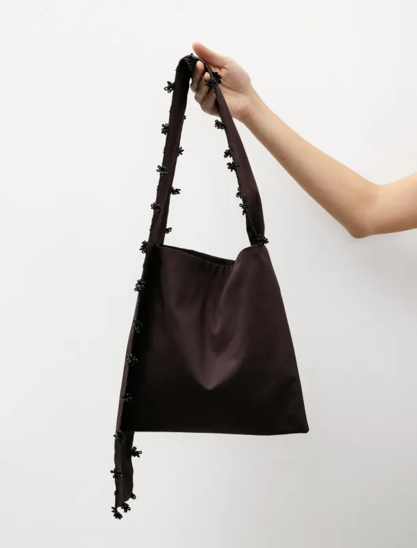 Scarf Bag with Oya Glass Bead Embroidery Plum Brown made by SHOP NEIGHBOR