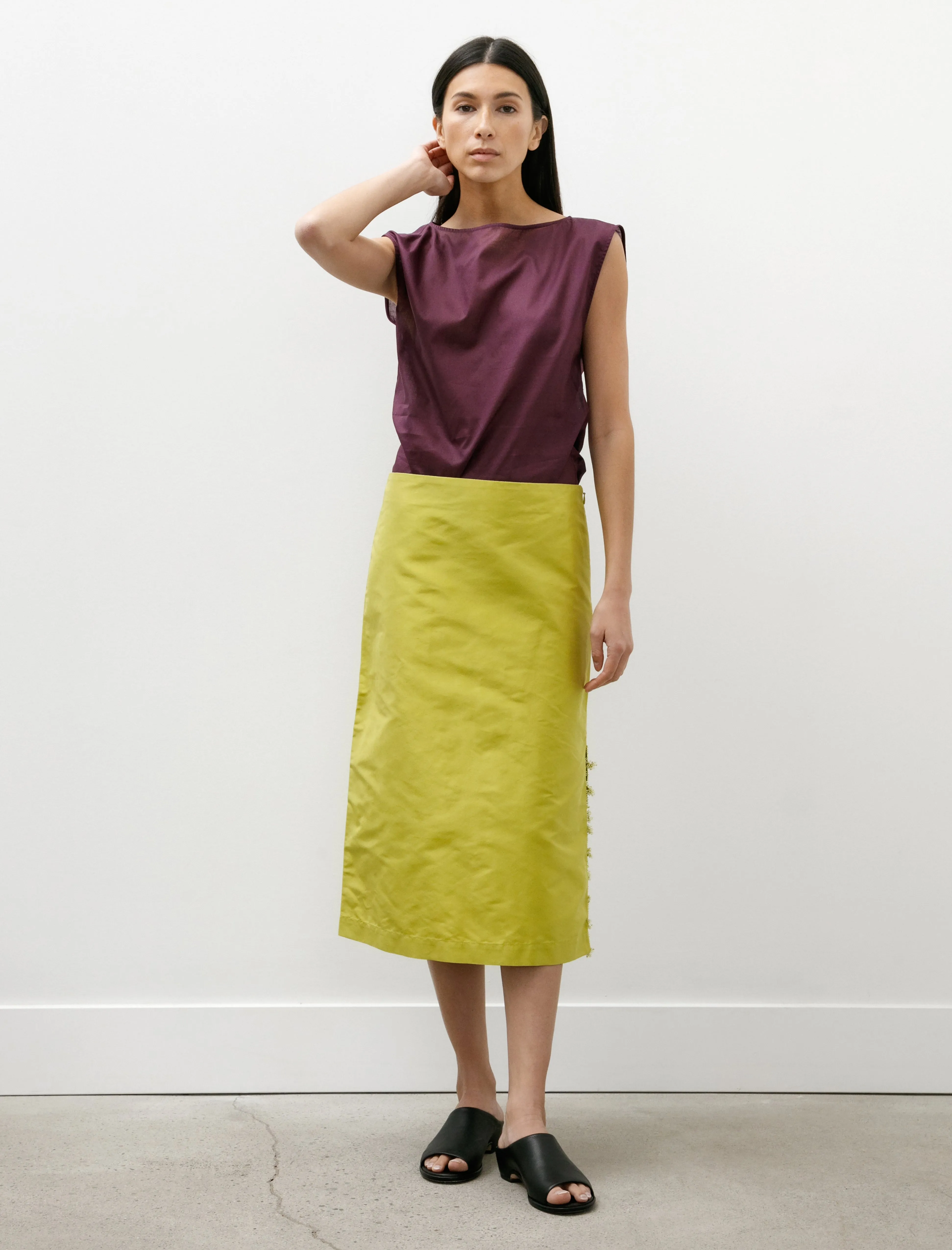 Silk Skirt with Oya Glass Bead Pistachio sold by SHOP NEIGHBOR