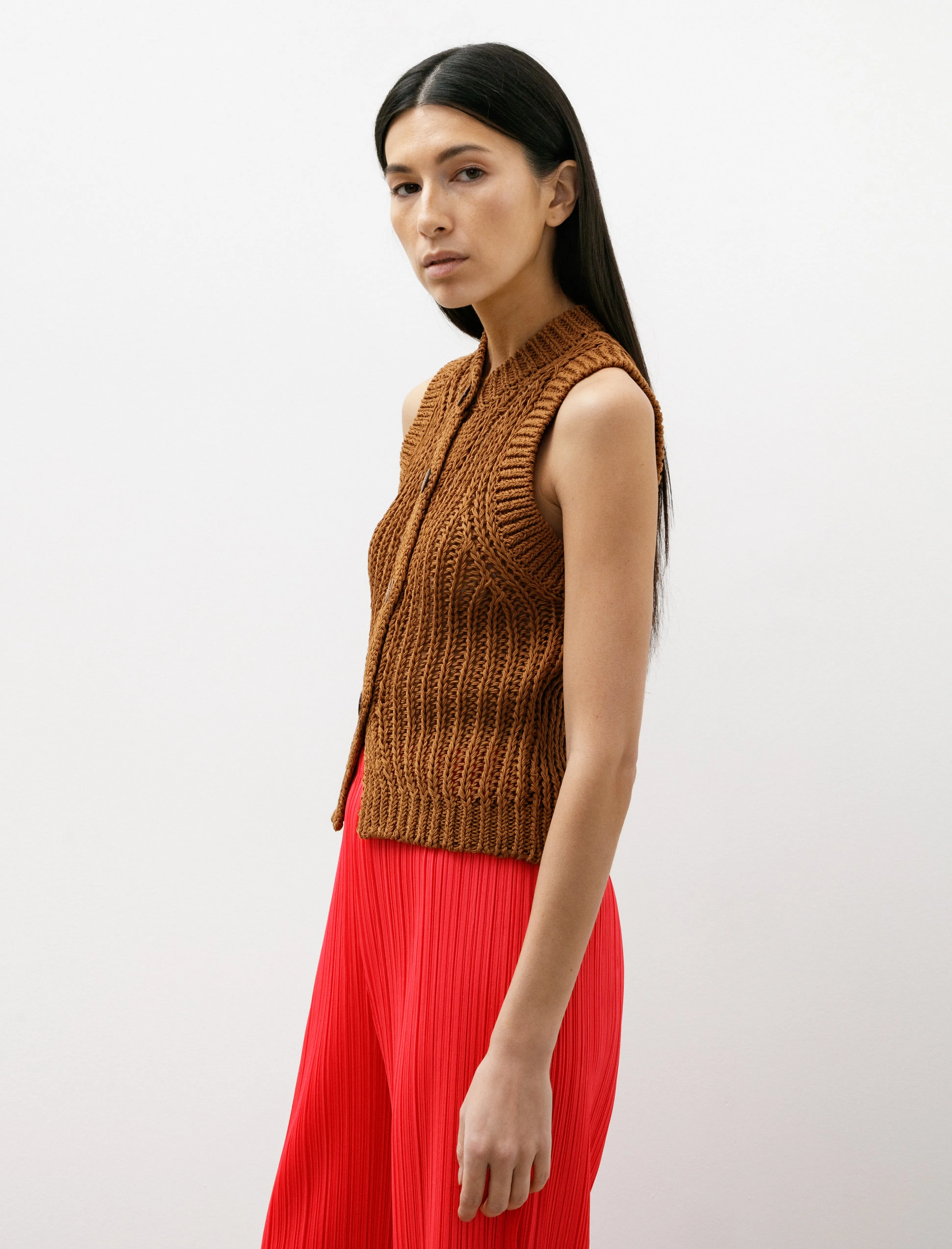 Mesh Knit Vest Brown sold by SHOP NEIGHBOR product image thumbnail 3