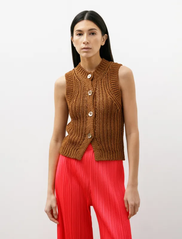 Mesh Knit Vest Brown made by SHOP NEIGHBOR