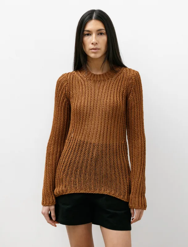 Back Slit Mesh Knit Brown made by SHOP NEIGHBOR