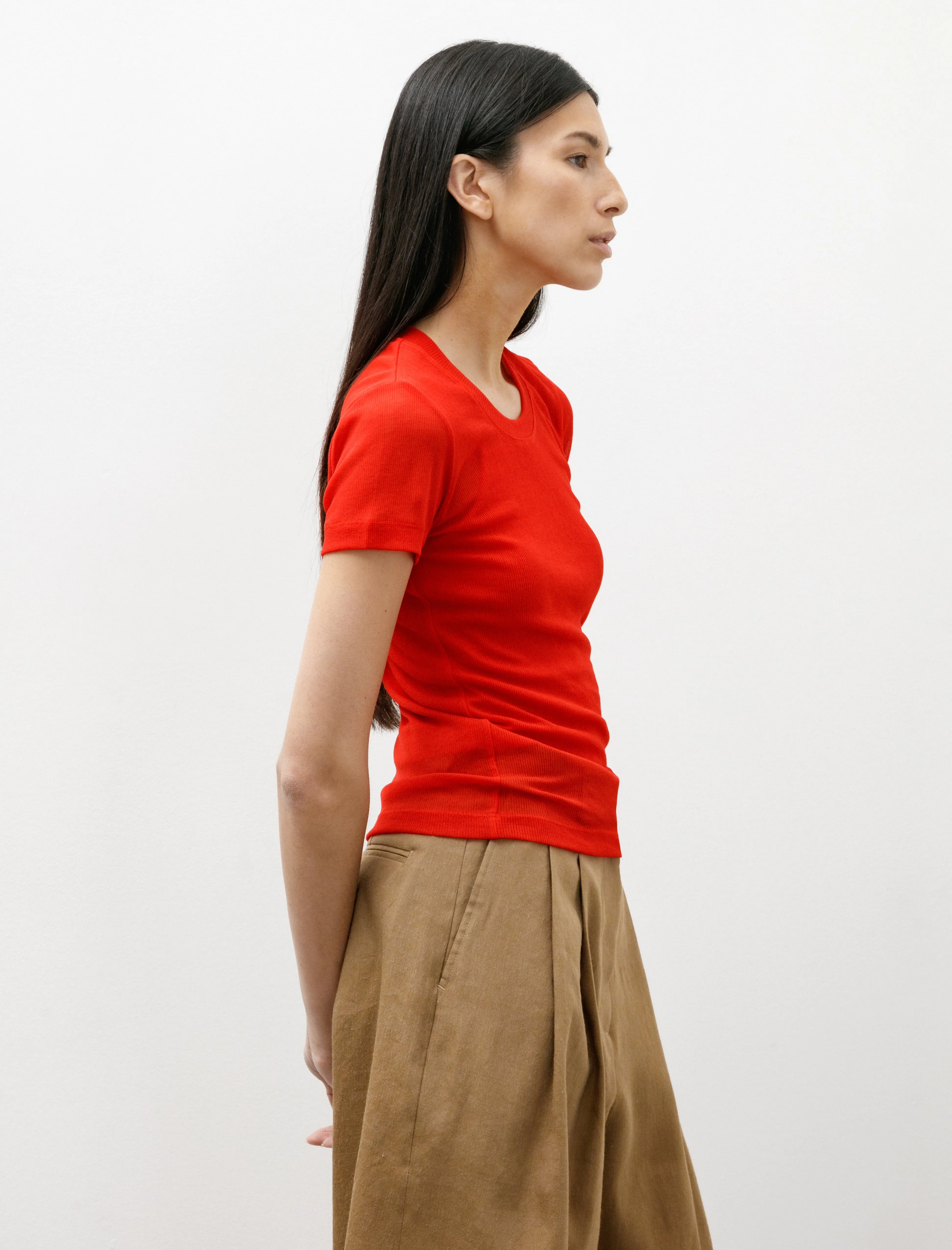 Sheer Rib Tight T-Shirt Red sold by SHOP NEIGHBOR product image thumbnail 3