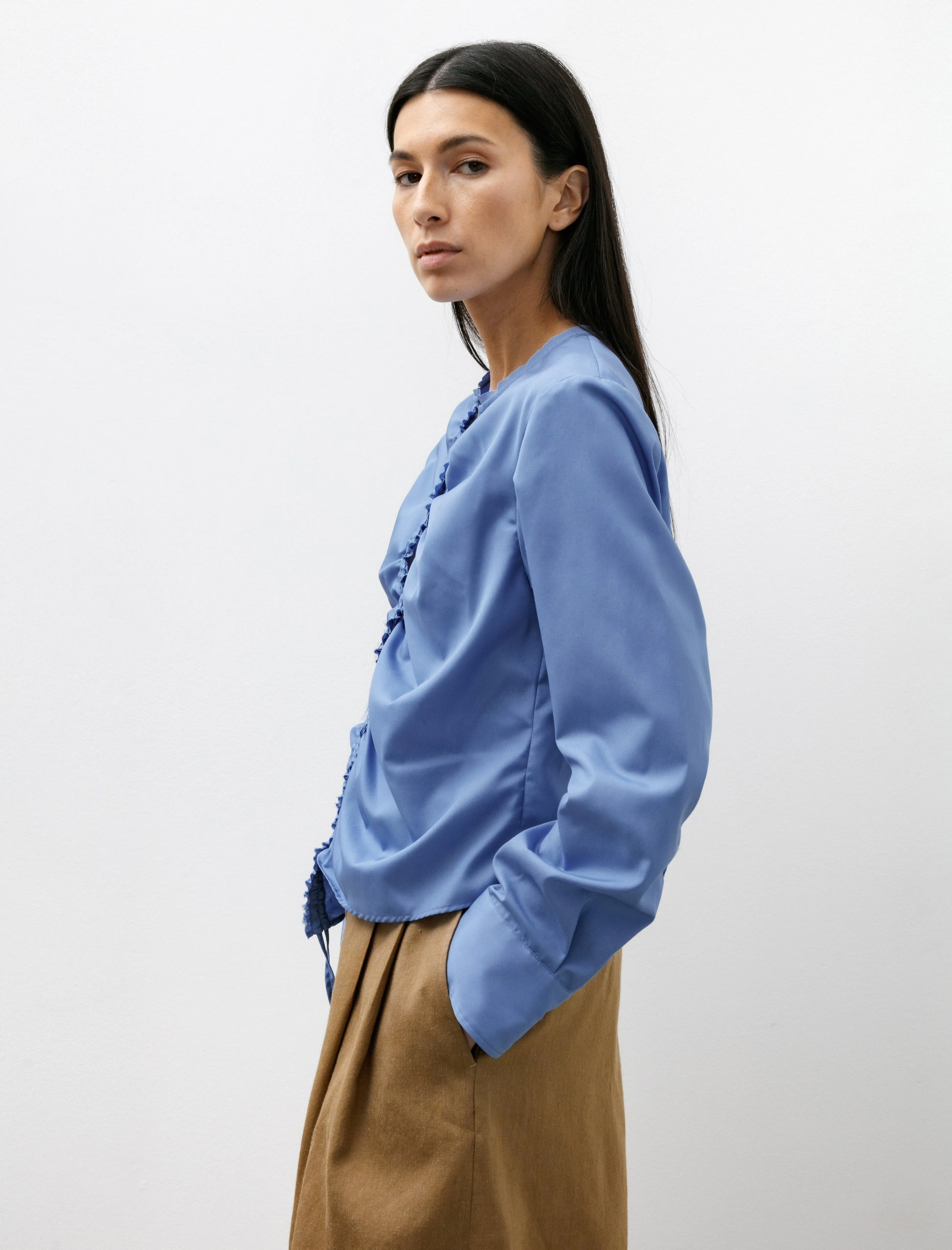 Gather No Collar Shirt Sax sold by SHOP NEIGHBOR product image thumbnail 3