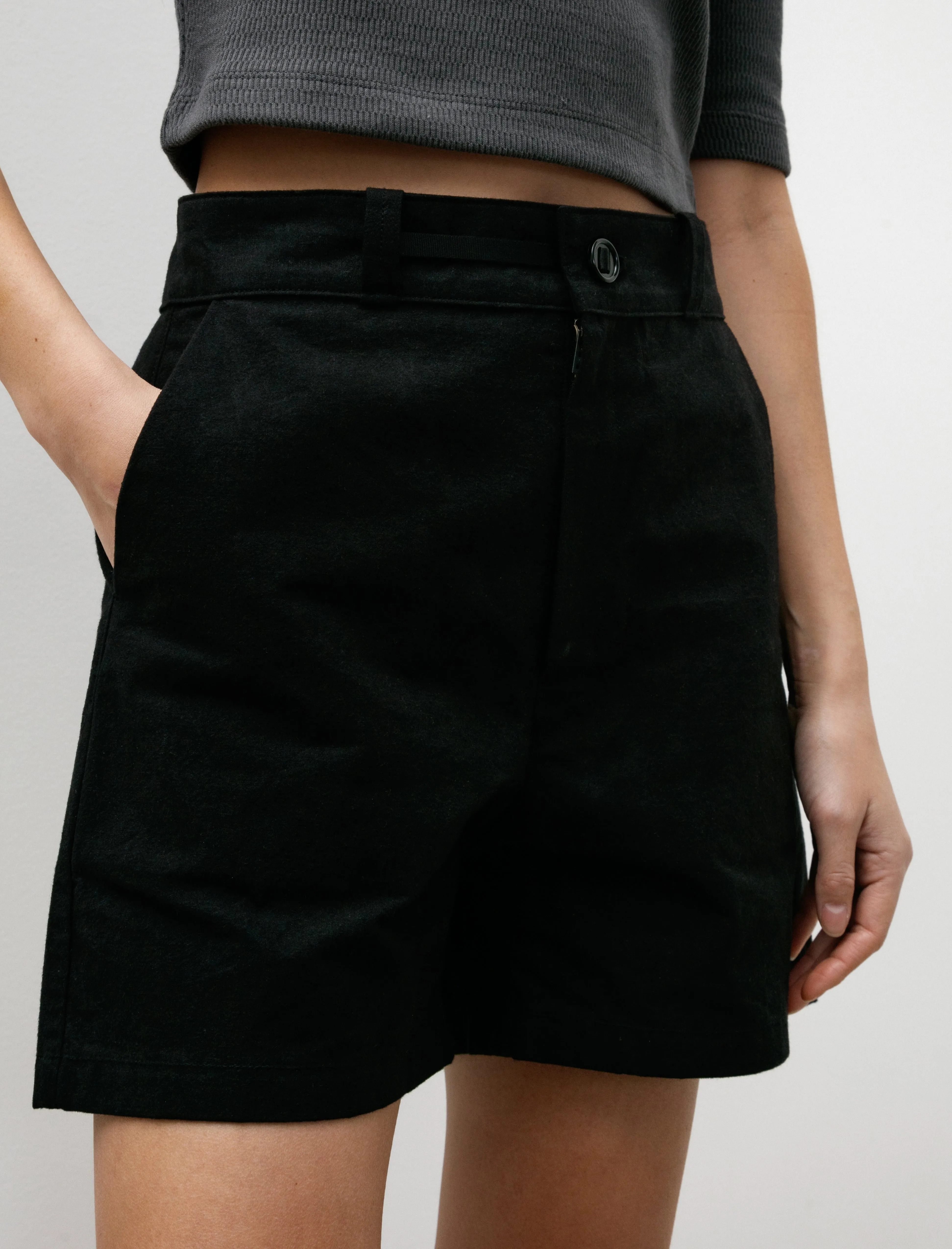 W-R18 Pants-5 High Wide Shorts Black Wax sold by SHOP NEIGHBOR product image thumbnail 3