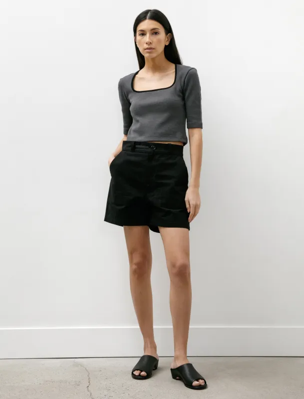 W-R18 Pants-5 High Wide Shorts Black Wax made by SHOP NEIGHBOR