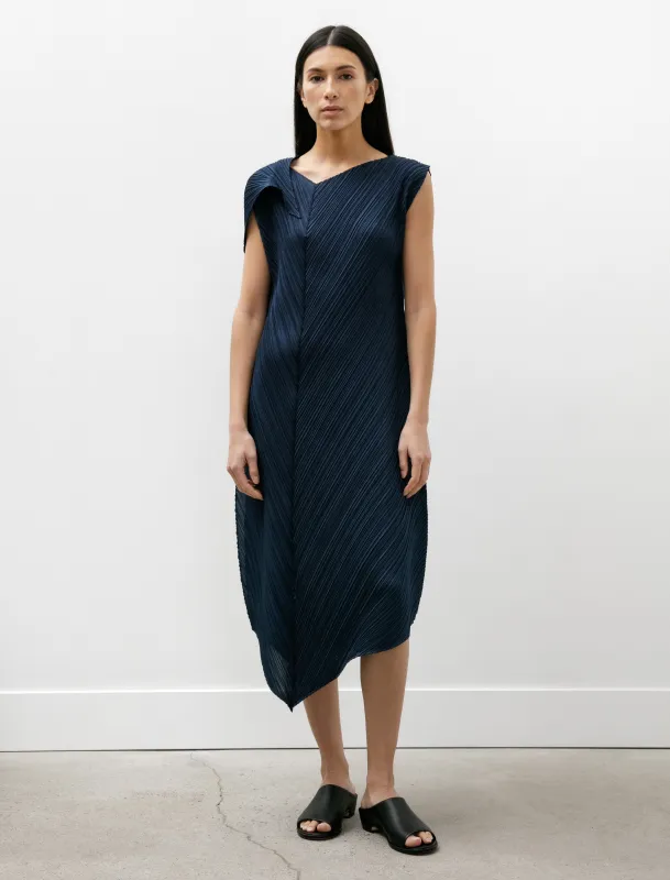 Flare Dress Grayish Navy made by SHOP NEIGHBOR