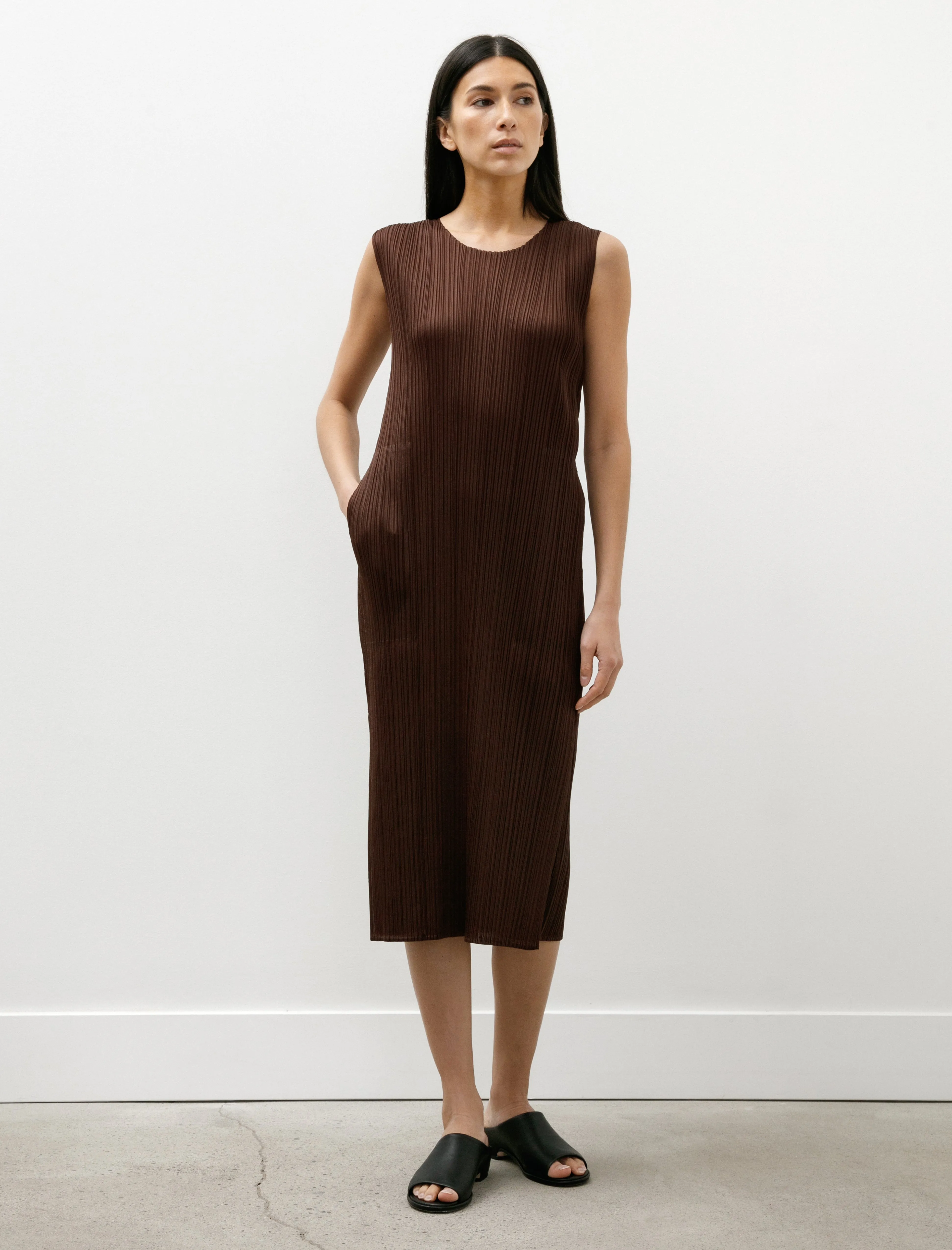 Monthly Colours Tank Dress Dark Brown sold by SHOP NEIGHBOR
