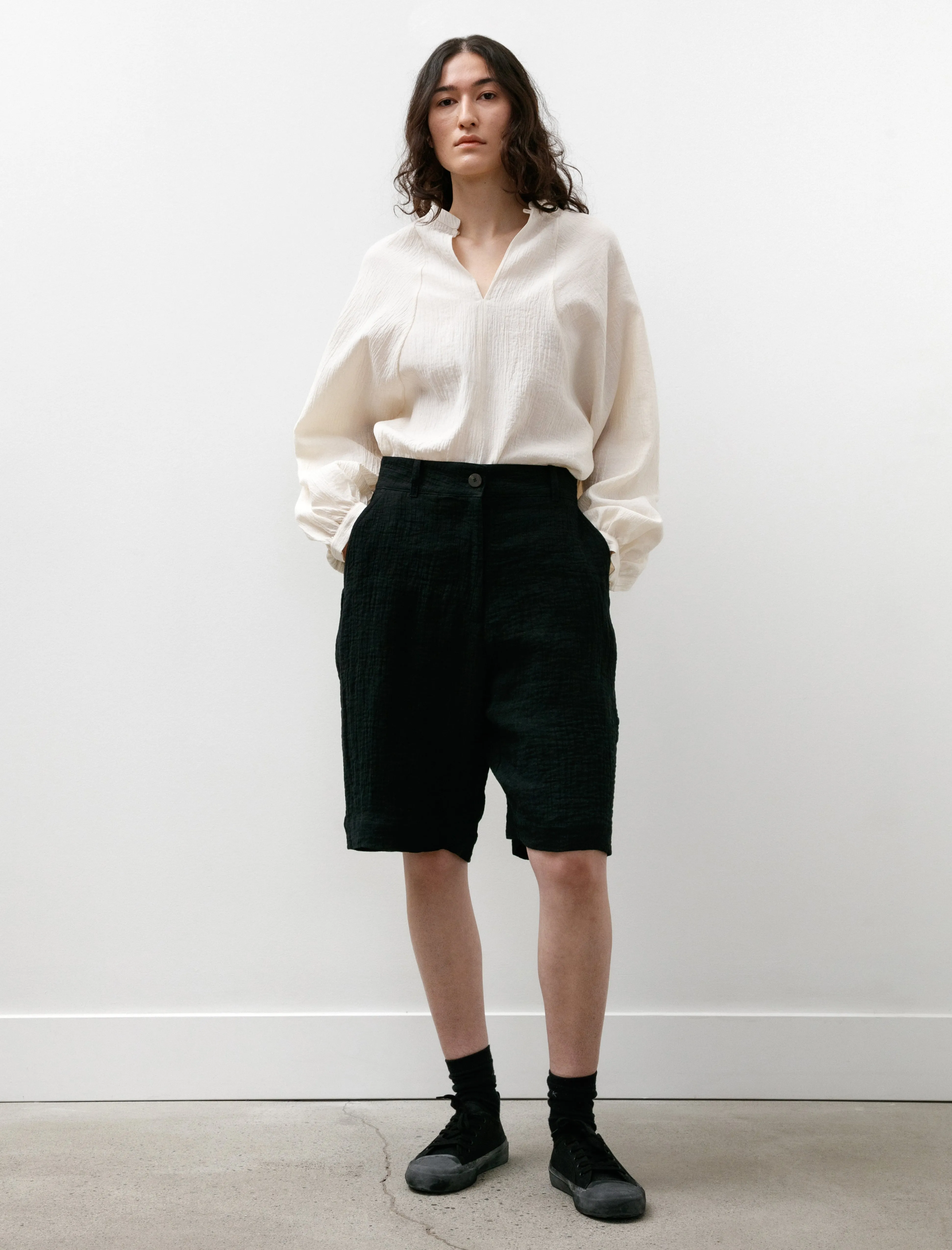 Luna Wide Leg Shorts Double Linen Dark Navy sold by SHOP NEIGHBOR