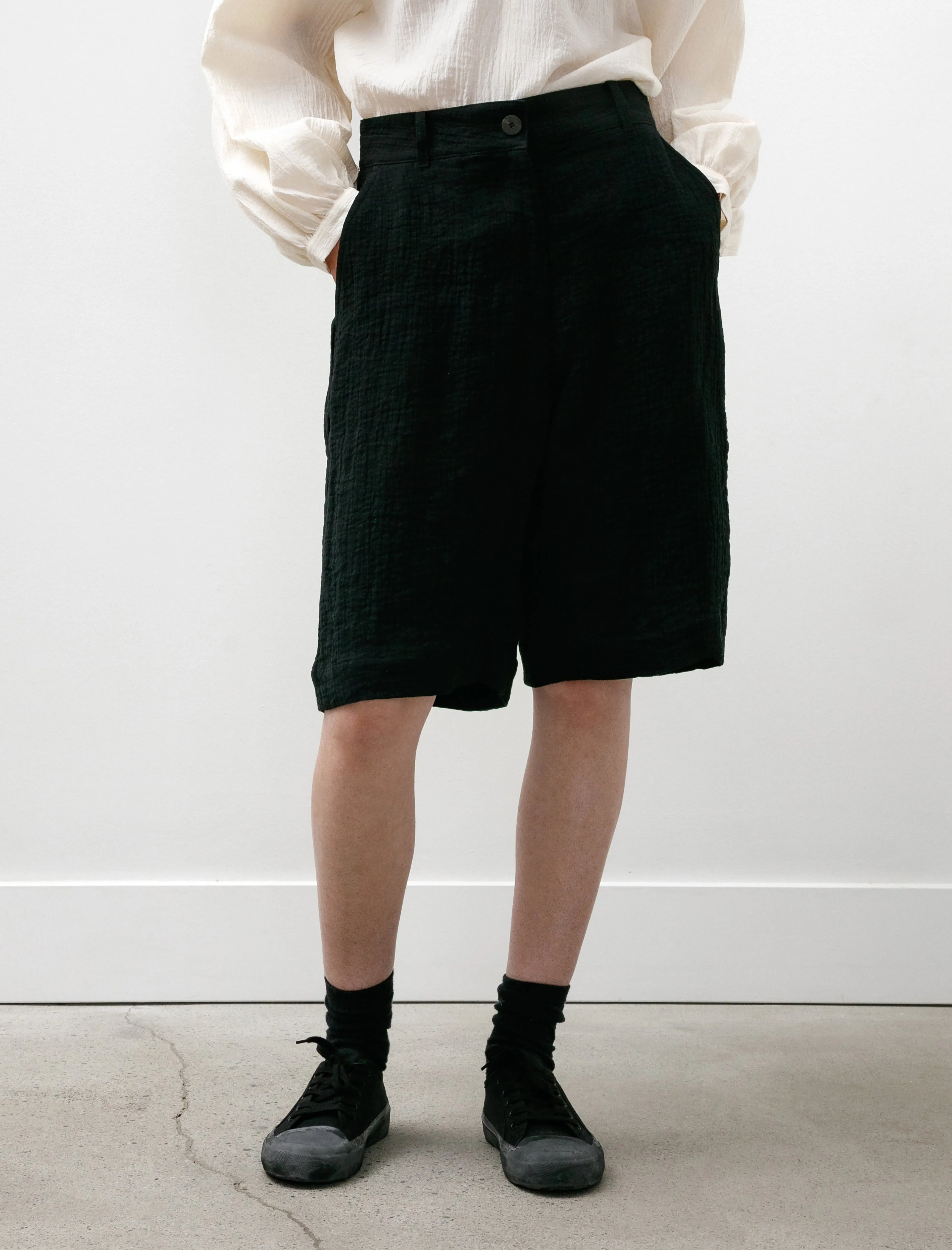 Luna Wide Leg Shorts Double Linen Dark Navy sold by SHOP NEIGHBOR product image thumbnail 2