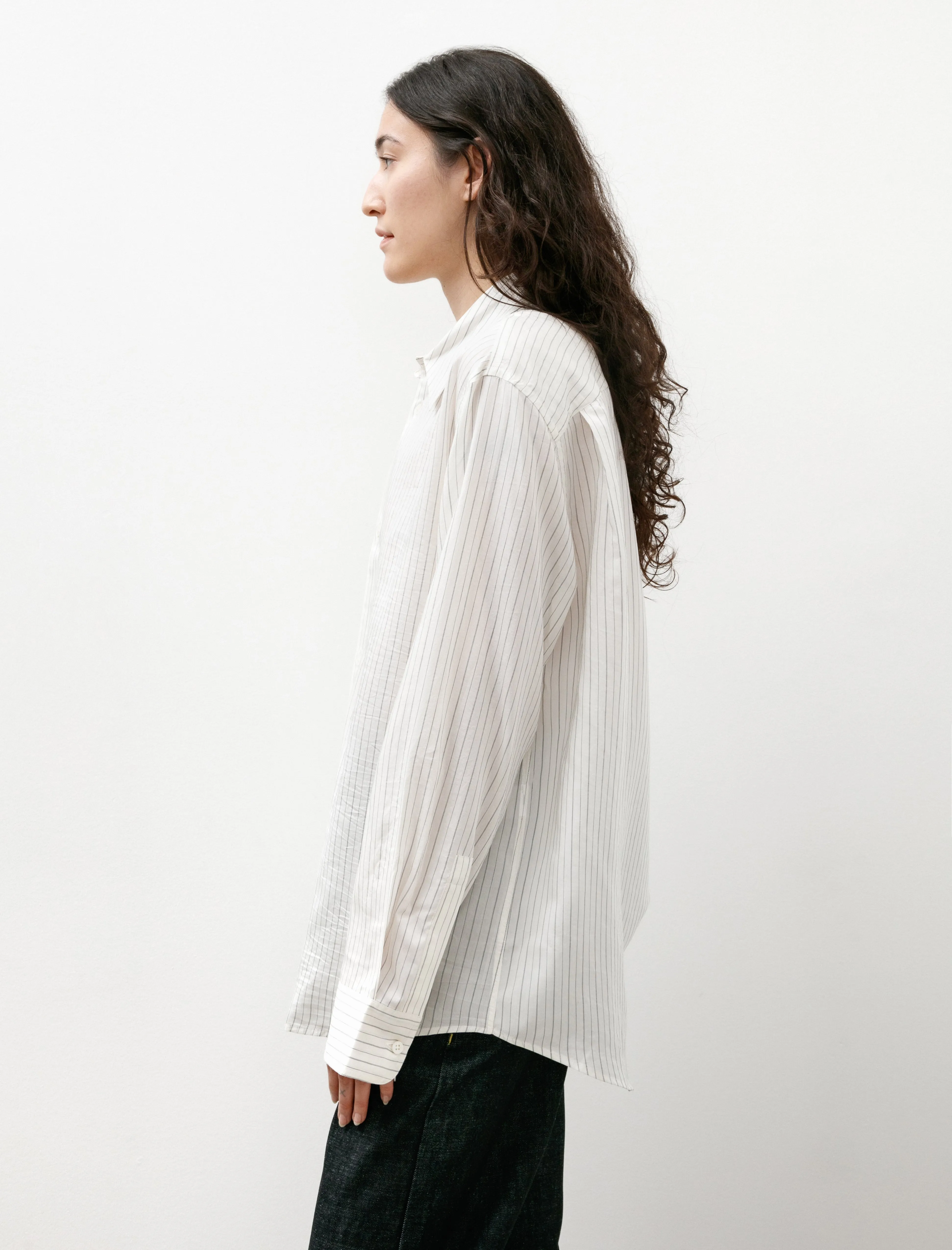 View Silk Shirt Ticking Stripe Ecru/Black sold by SHOP NEIGHBOR product image thumbnail 3