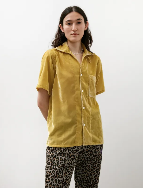 Italian Collar SS Shirt Mustard Velvet made by Needles Womens
