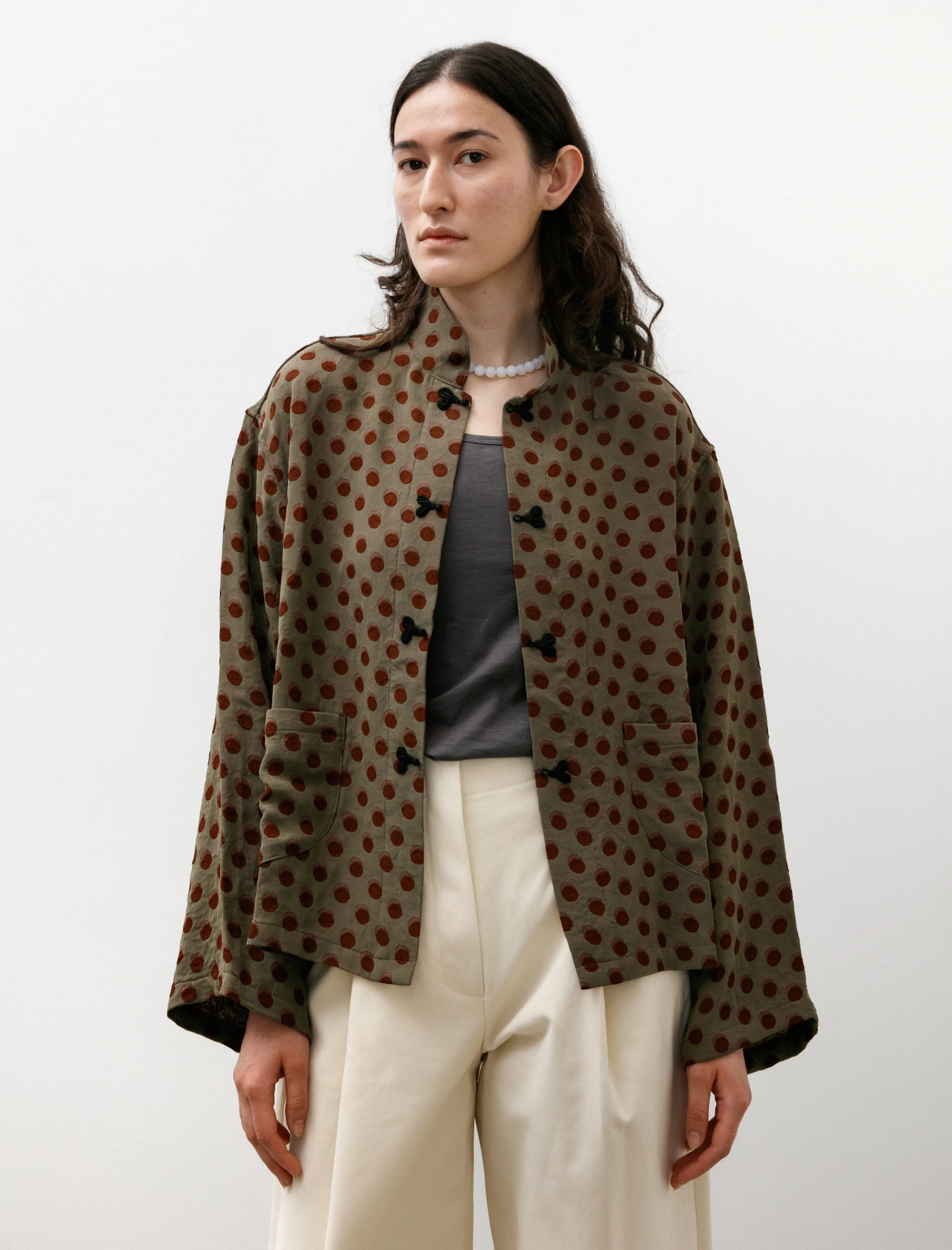 China Shirt Brown Polka Dot Jacquard sold by SHOP NEIGHBOR product image thumbnail 2