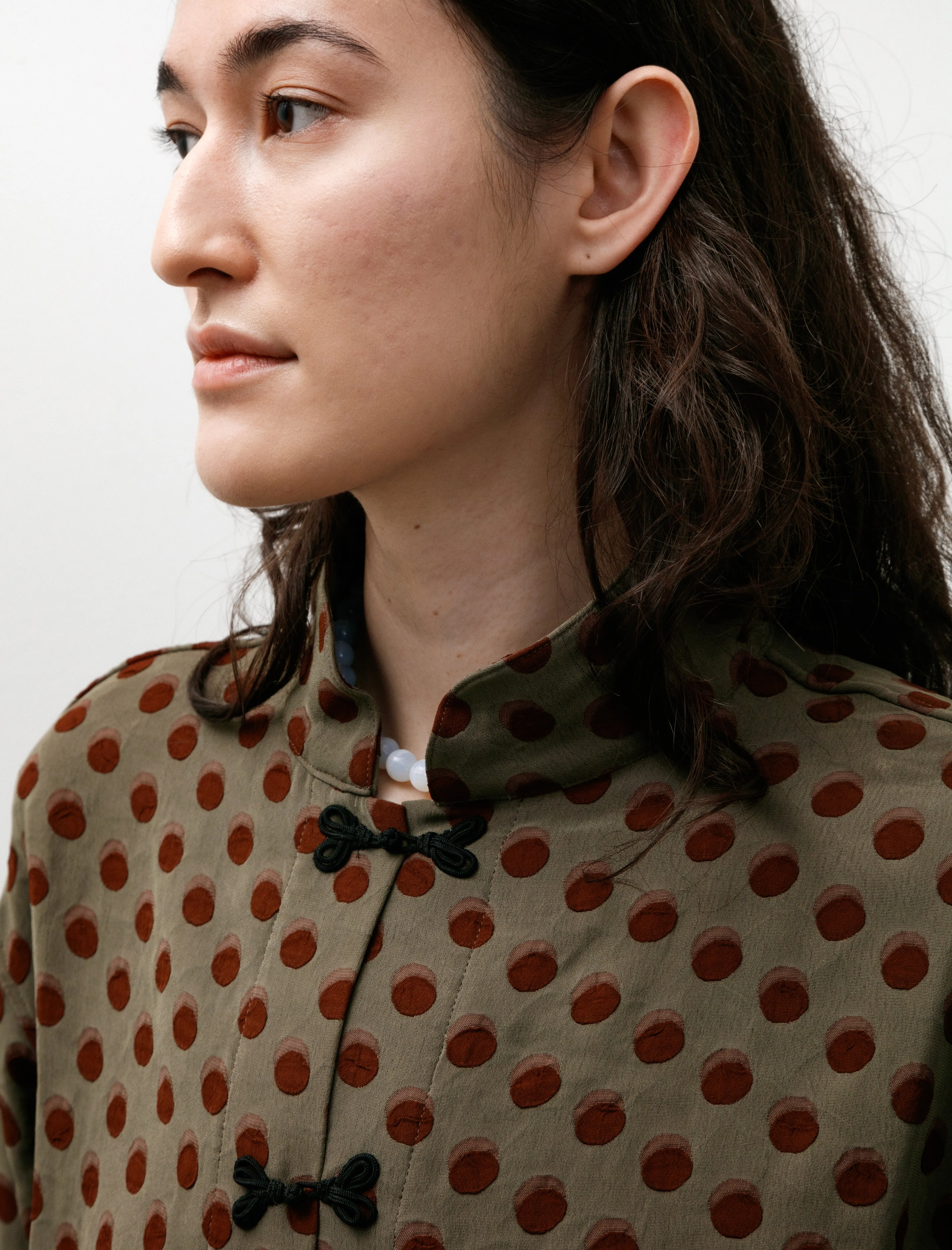 China Shirt Brown Polka Dot Jacquard sold by SHOP NEIGHBOR product image thumbnail 4