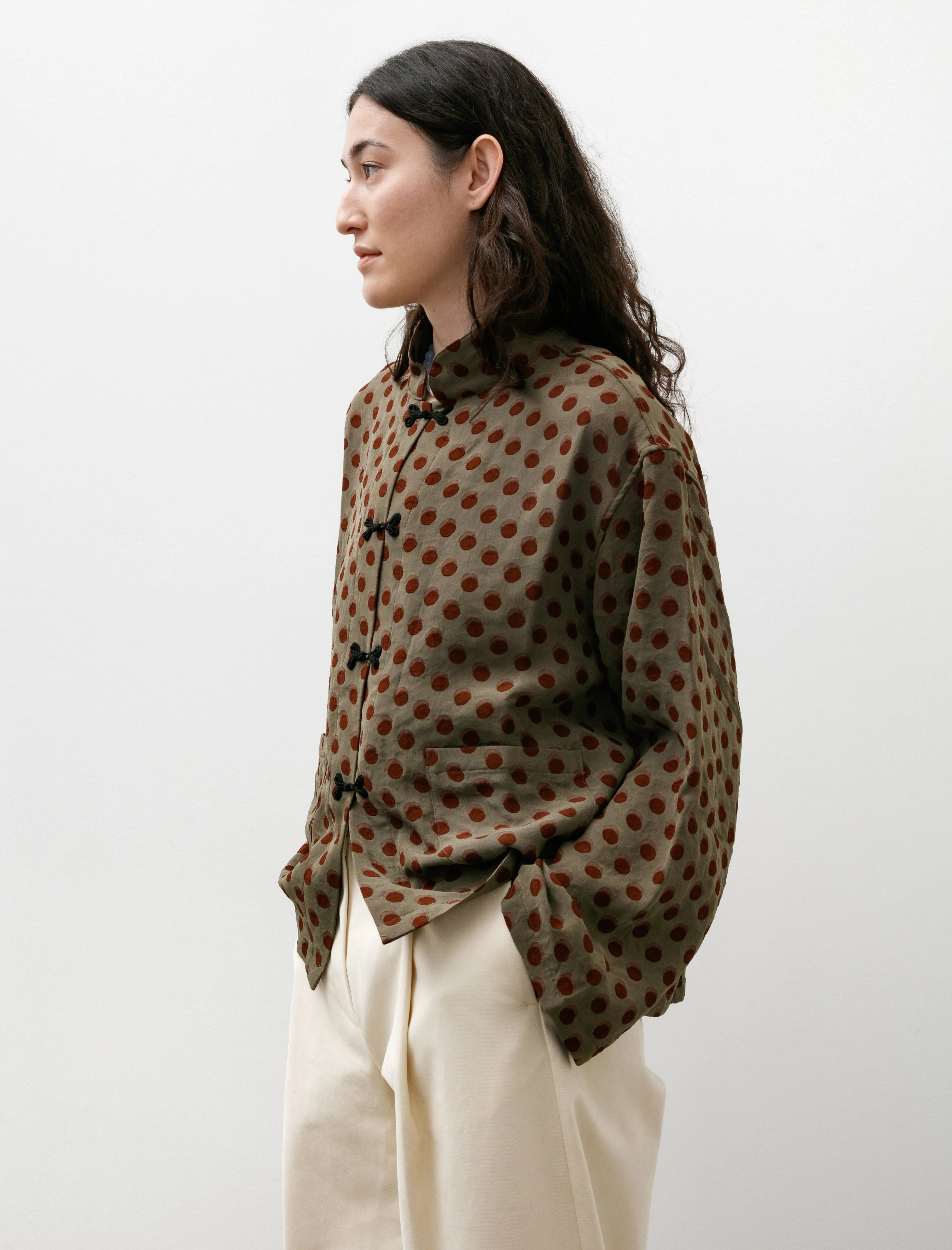 China Shirt Brown Polka Dot Jacquard sold by SHOP NEIGHBOR product image thumbnail 3