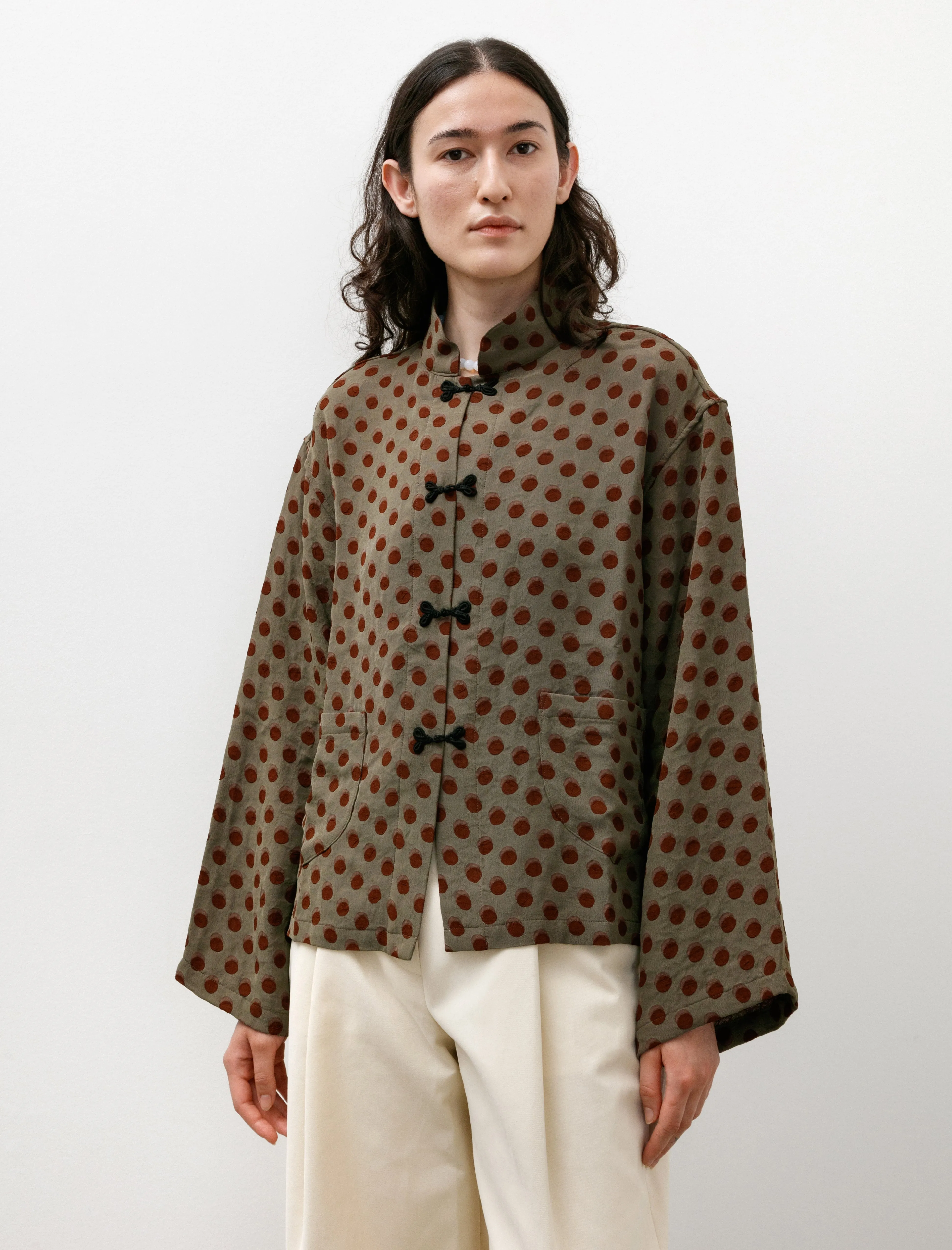 China Shirt Brown Polka Dot Jacquard sold by SHOP NEIGHBOR