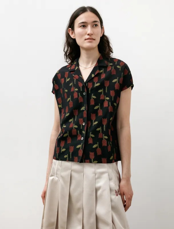 French Sleeve Blouse Dark Navy Tulip Jacquard sold by SHOP NEIGHBOR