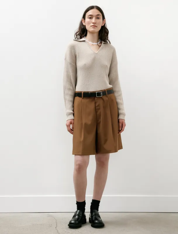 Semi Dull Oxford Shorts Brown sold by SHOP NEIGHBOR