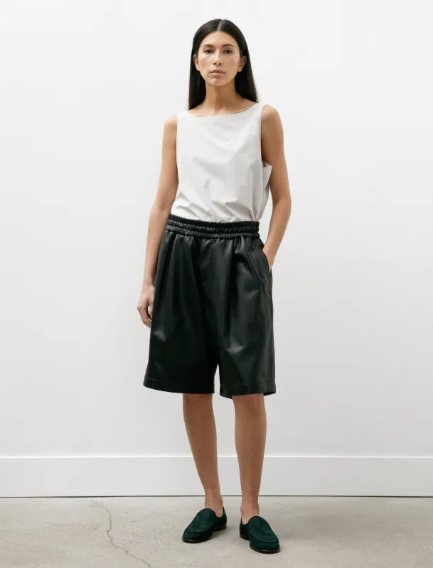 Lamb Leather Wide Shorts Black sold by SHOP NEIGHBOR